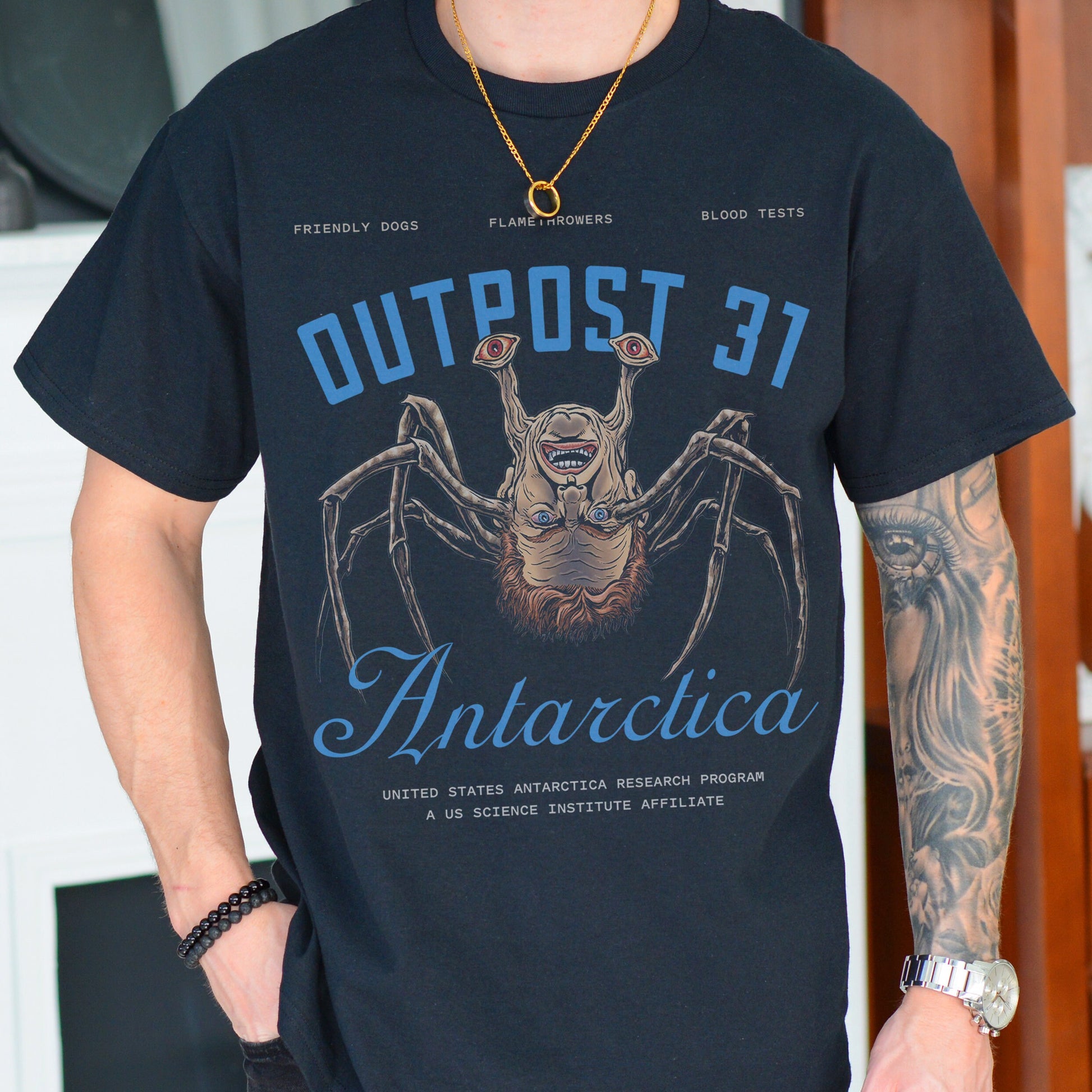 Retro 80s Horror Movie T-Shirt – Outpost 31 The Thing Monster Graphic Tee