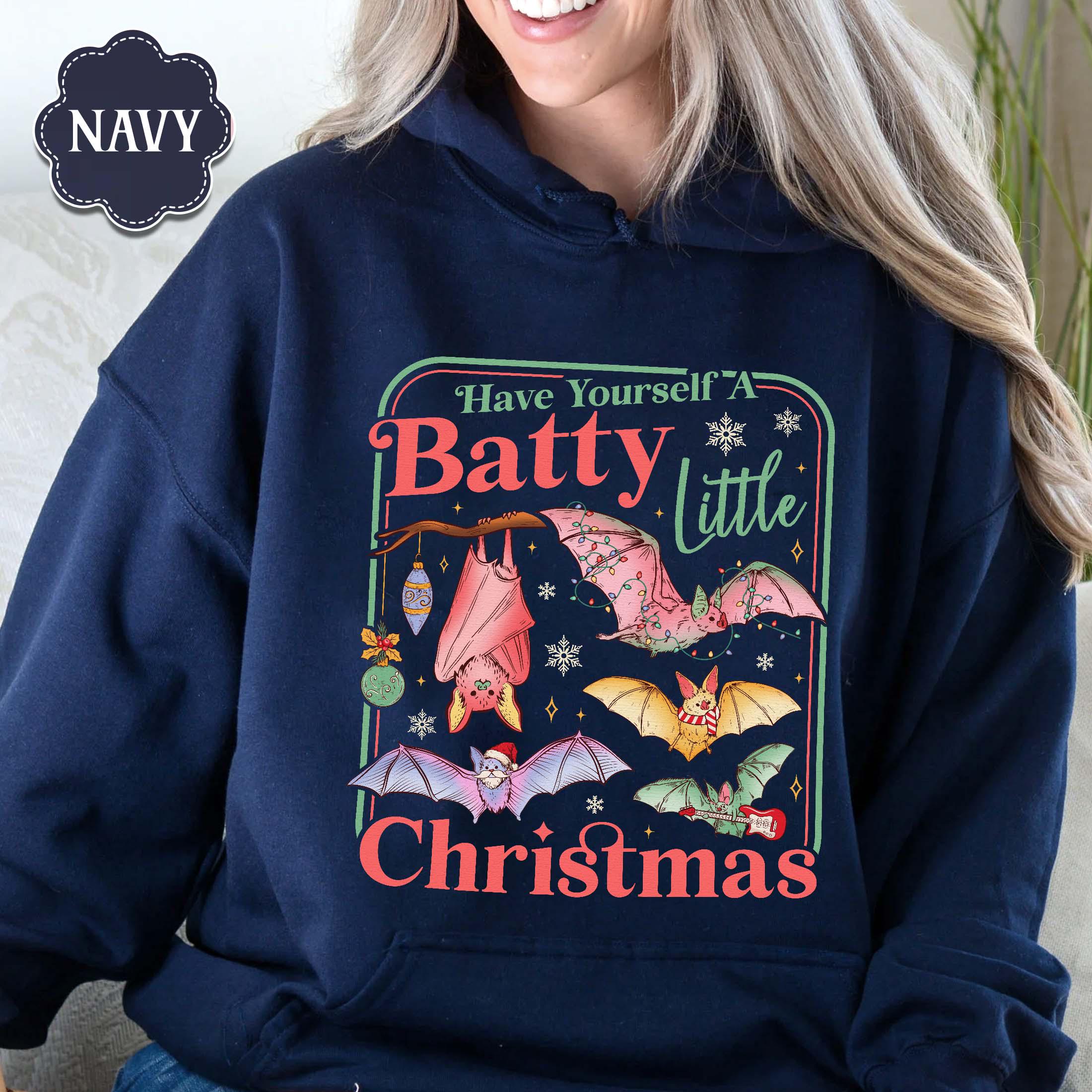 Retro Bat Christmas Sweatshirt – Spooky Gothmas Holiday Tee
