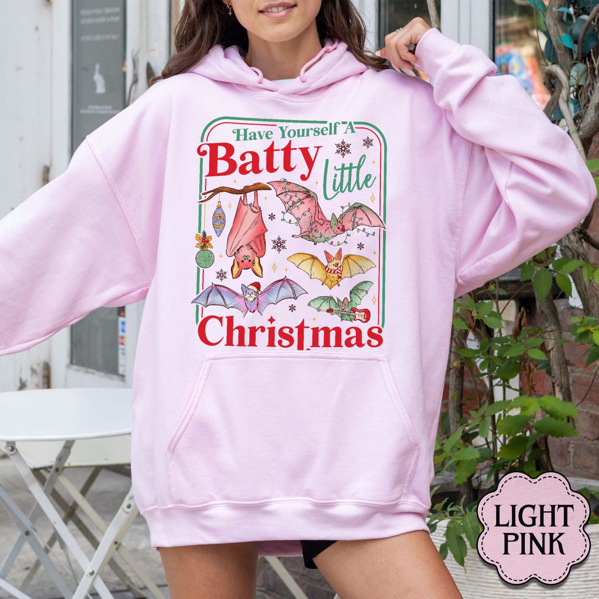 Retro Bat Christmas Sweatshirt – Spooky Gothmas Holiday Tee