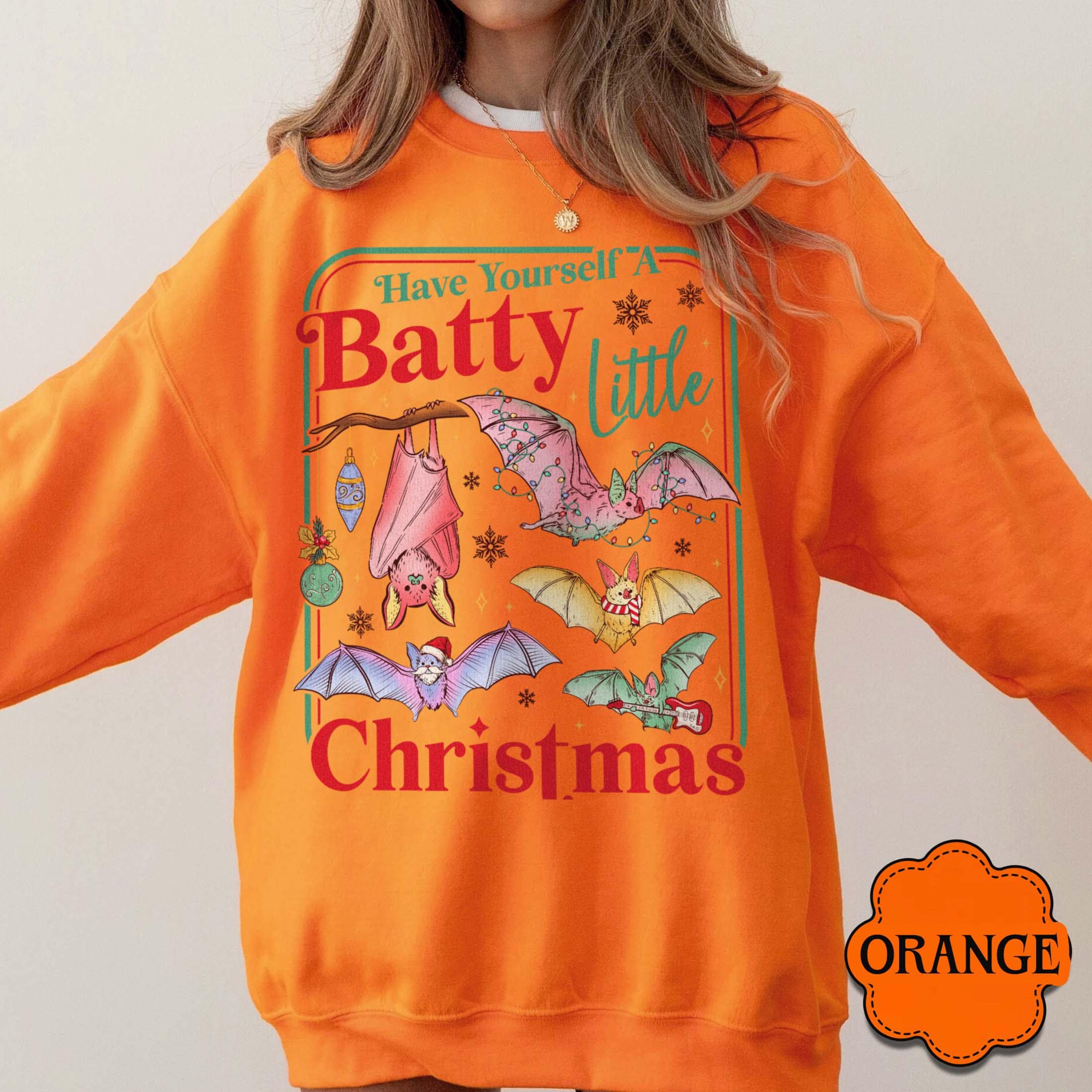 Retro Bat Christmas Sweatshirt – Spooky Gothmas Holiday Tee