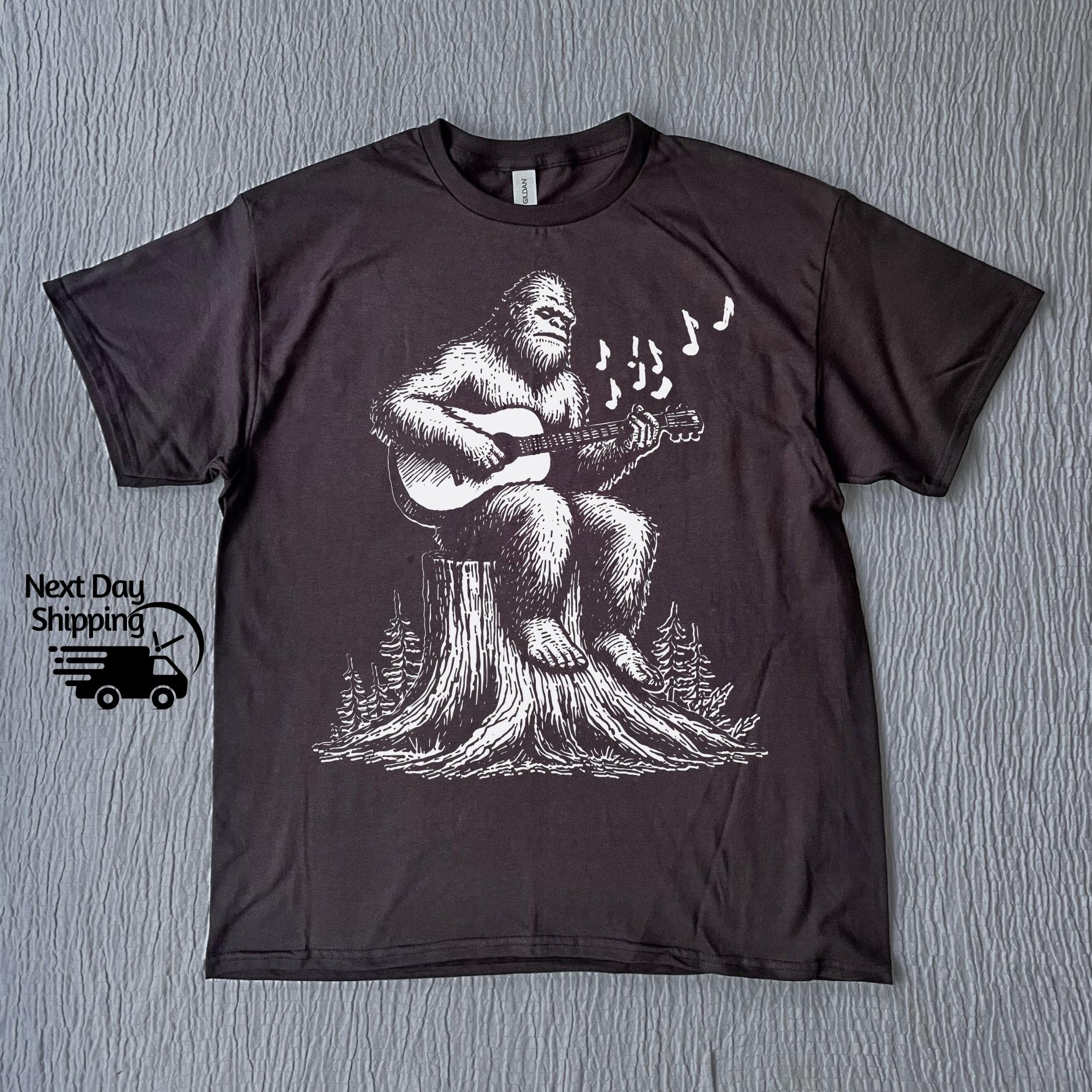 Retro Bigfoot Guitar Graphic T-Shirt - Funny 90s Vintage Tee