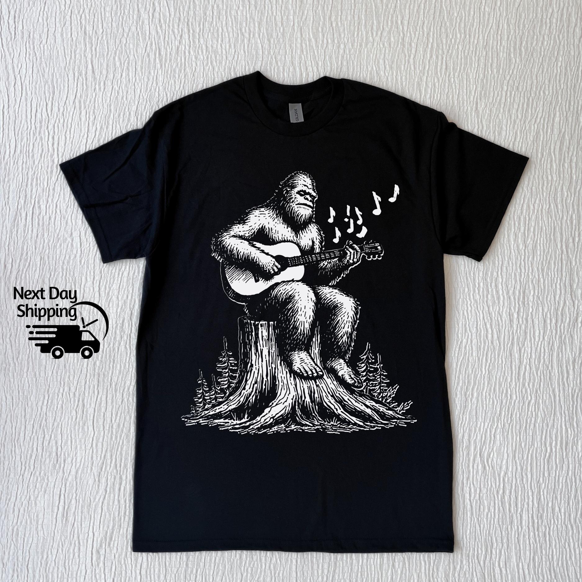 Retro Bigfoot Guitar Graphic T-Shirt - Funny 90s Vintage Tee
