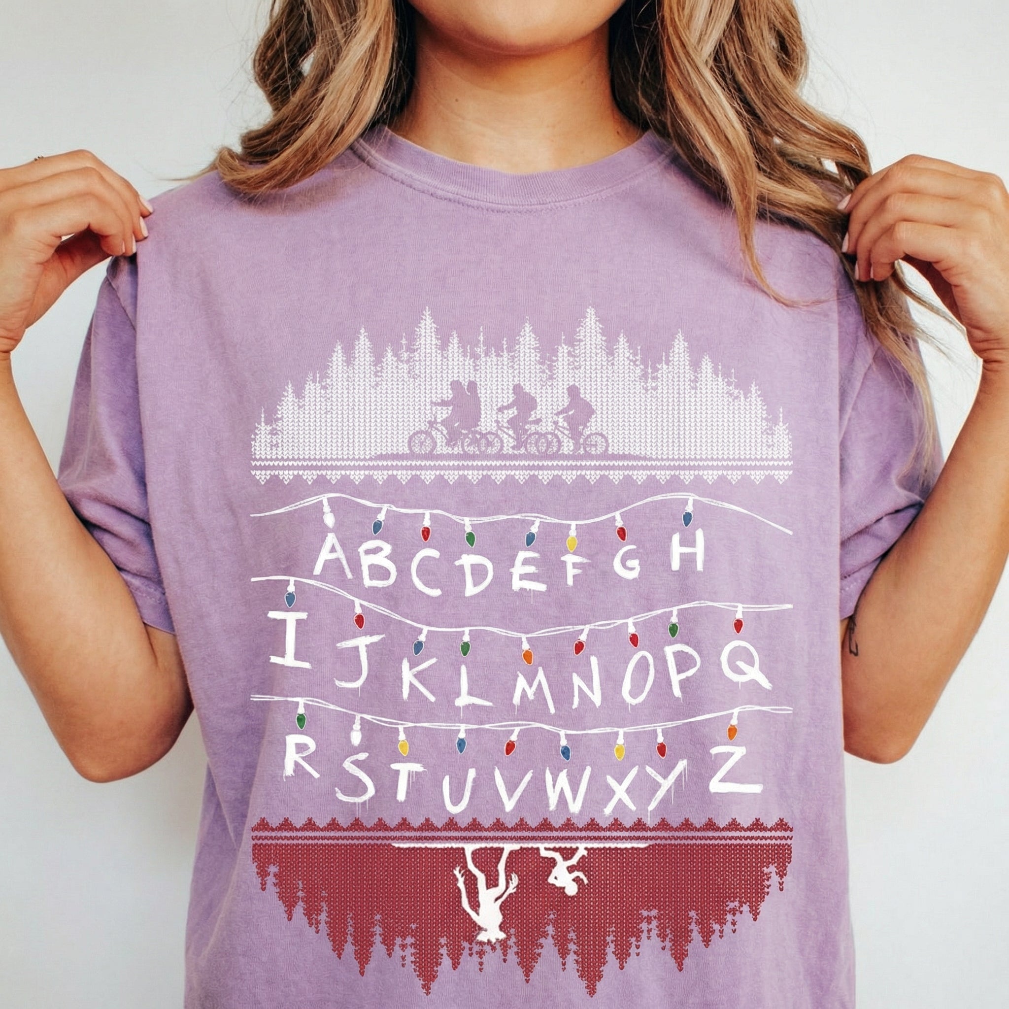 Retro Christmas Lights Graphic Shirt – 80s Sci-Fi Inspired Fan Art Tee