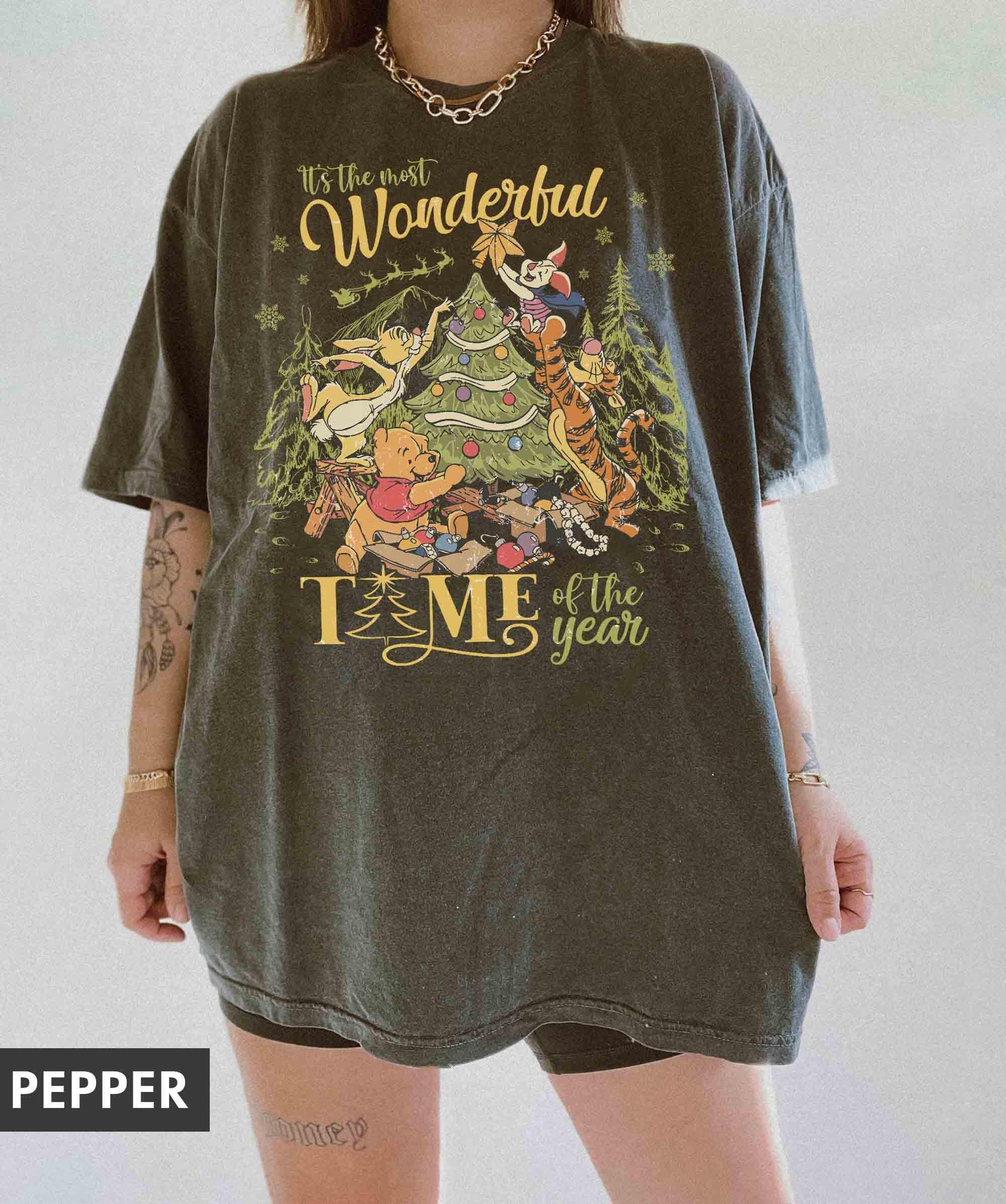 Pooh Bear Christmas T-Shirt – Retro Most Wonderful Time of the Year Graphic Tee