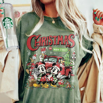 Retro Christmas on Main Street Shirt – Cute Holiday Character Tee, Very Merry Christmas Trip Shirt 2025