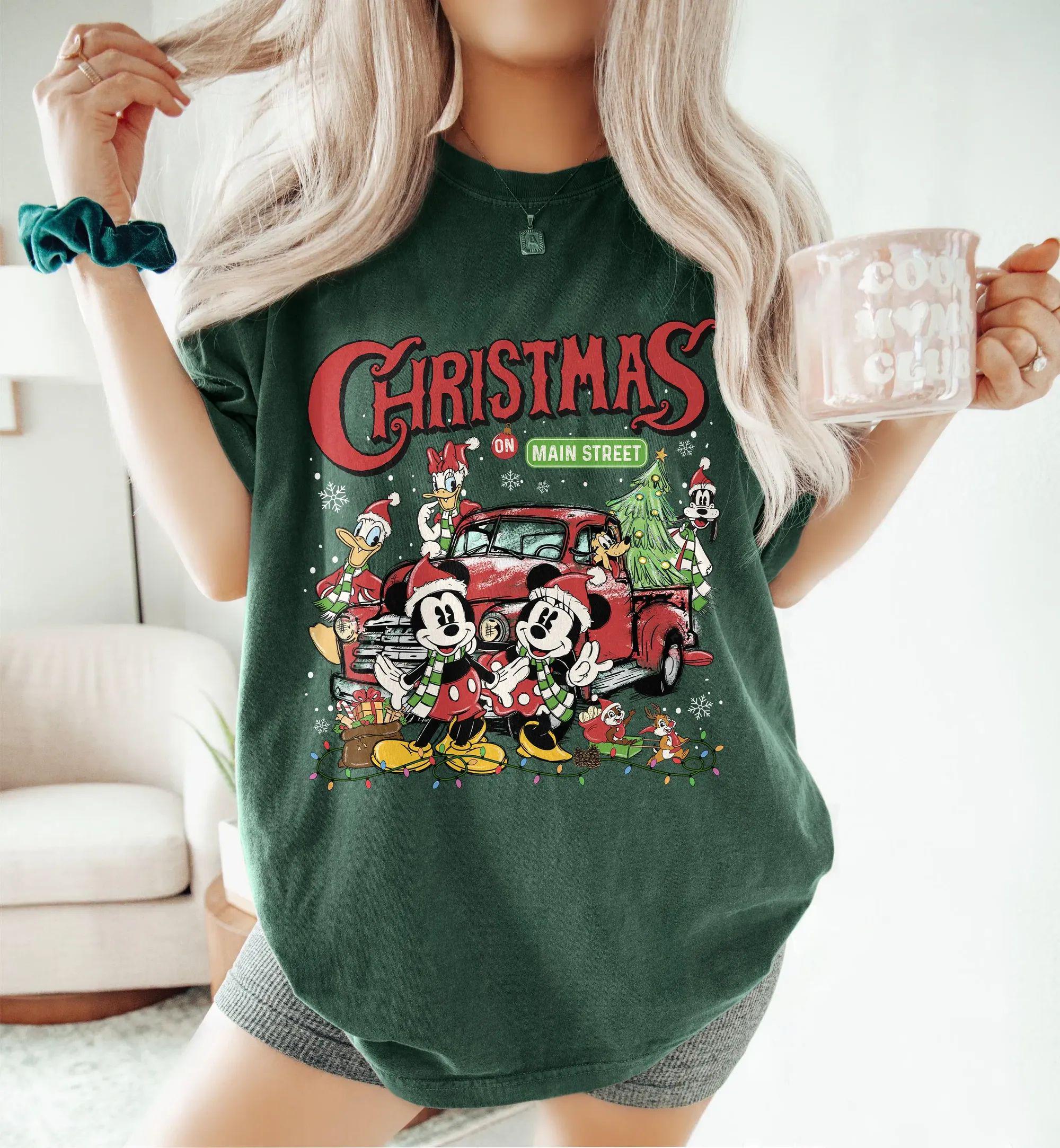 Retro Christmas on Main Street Shirt – Cute Holiday Character Tee, Very Merry Christmas Trip Shirt 2025