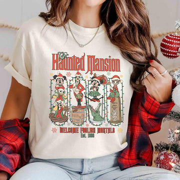 Haunted Mansion Inspired Christmas T-Shirt – Retro Spooky Holiday Graphic Tee