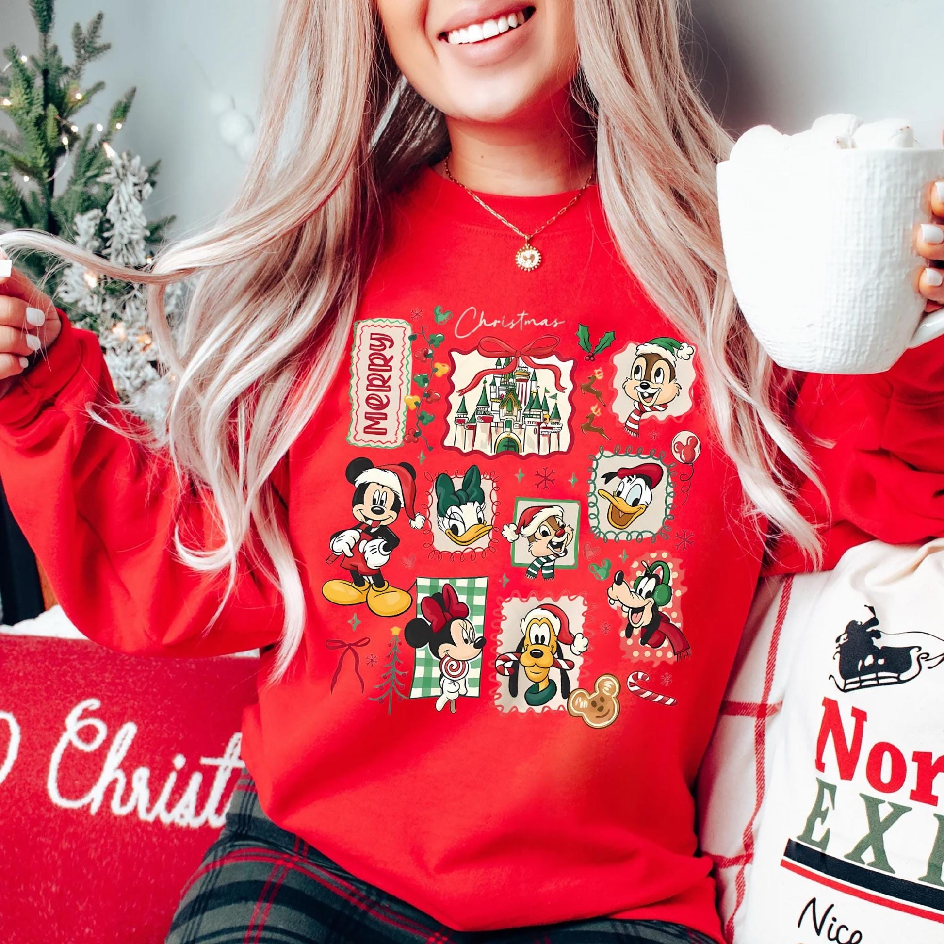 Retro Santa Mouse and Friends Christmas Shirt – Very Merry Holiday Party Tee – Family Matching Trip Shirt