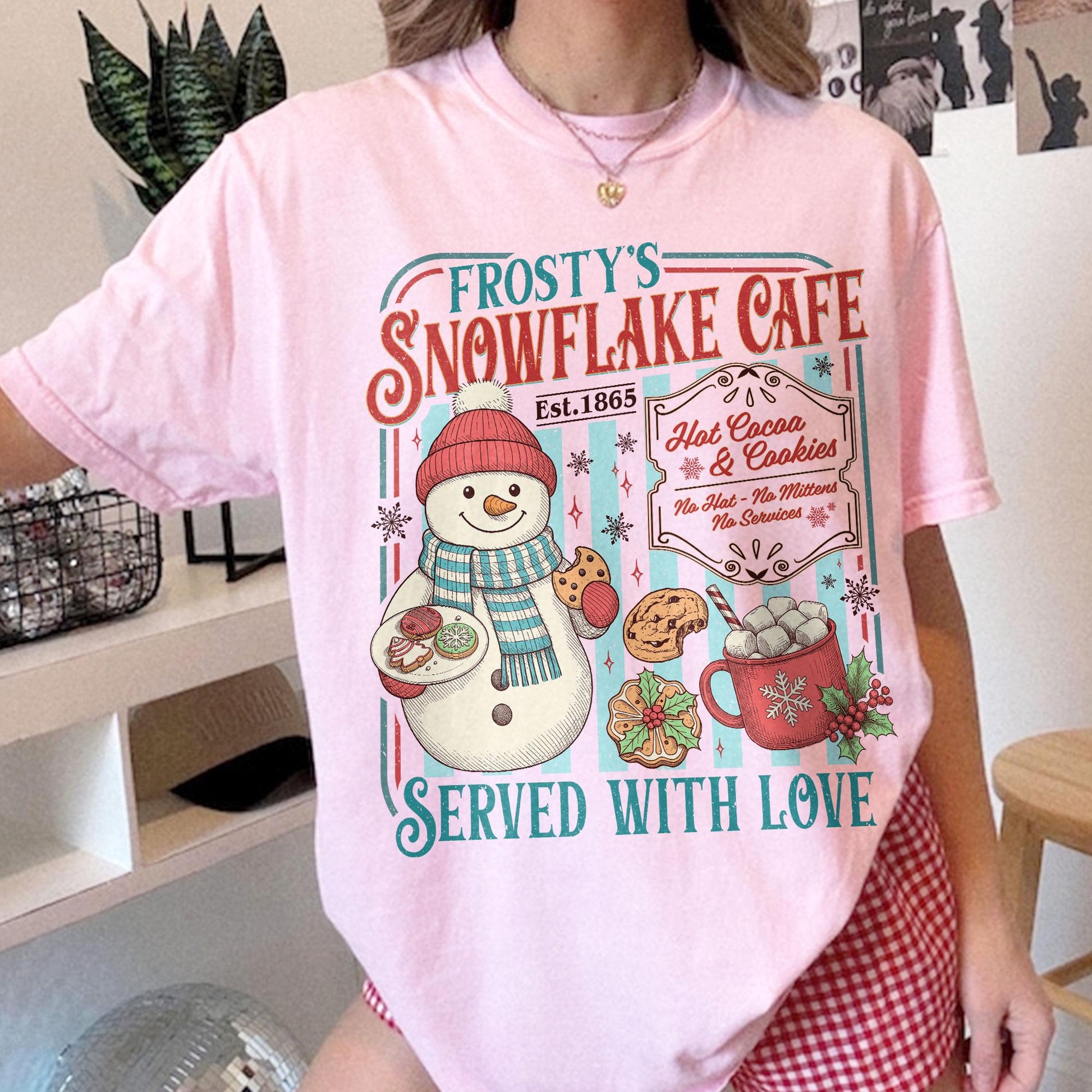 Retro Frosty’s Snowflake Cafe Christmas Sweatshirt – Hot Cocoa & Cookies Holiday Shirt