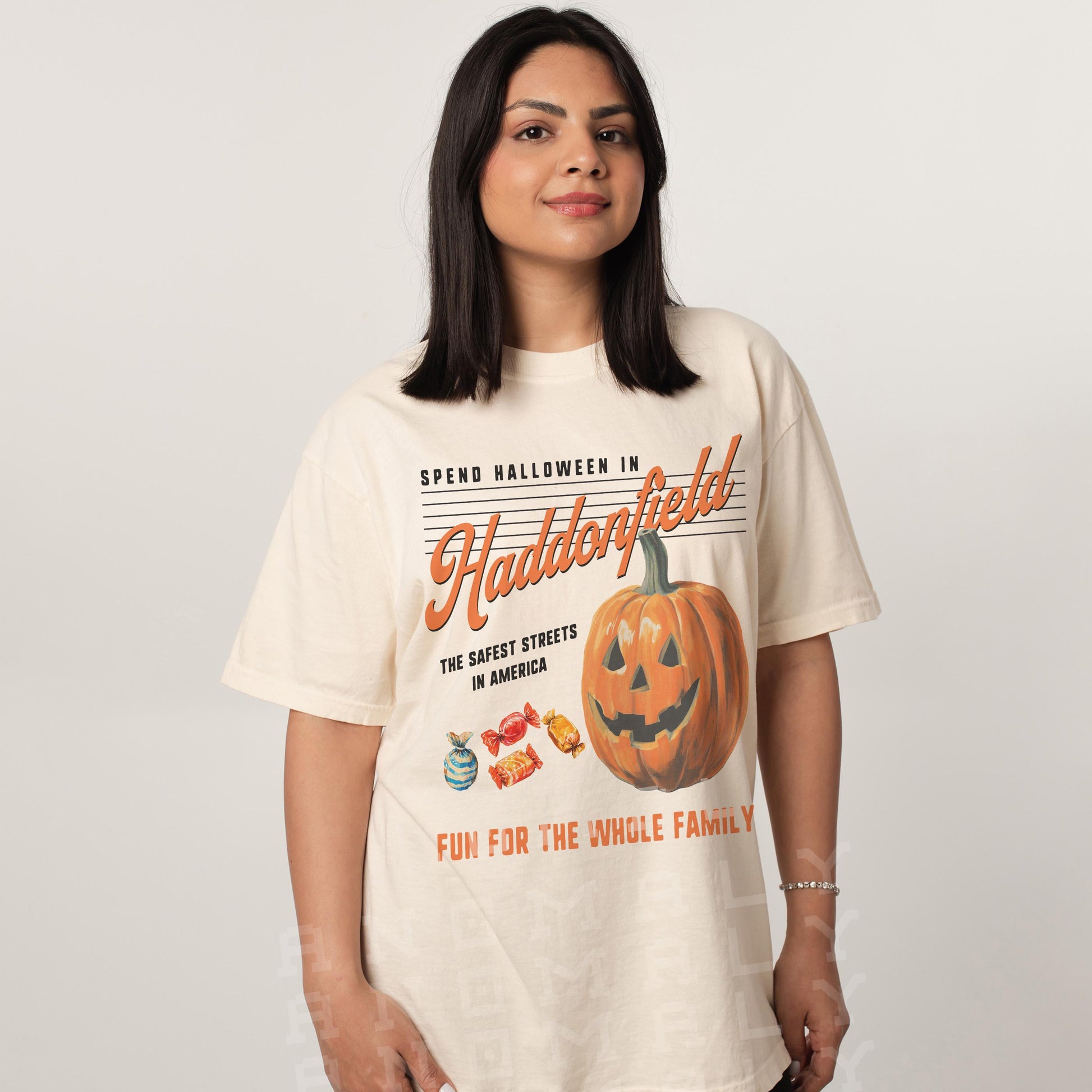 Retro Halloween in Haddonfield T-Shirt – Black & Orange Horror Movie Graphic Tee