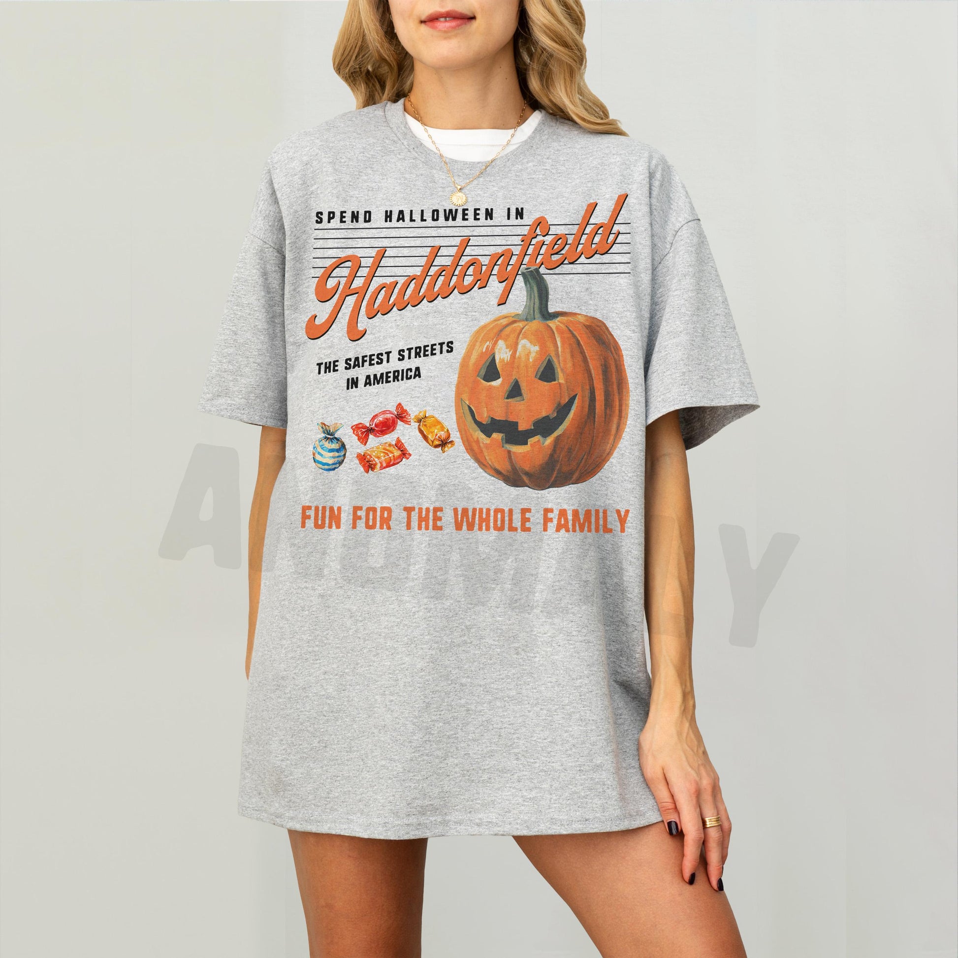 Retro Halloween in Haddonfield T-Shirt – Black & Orange Horror Movie Graphic Tee