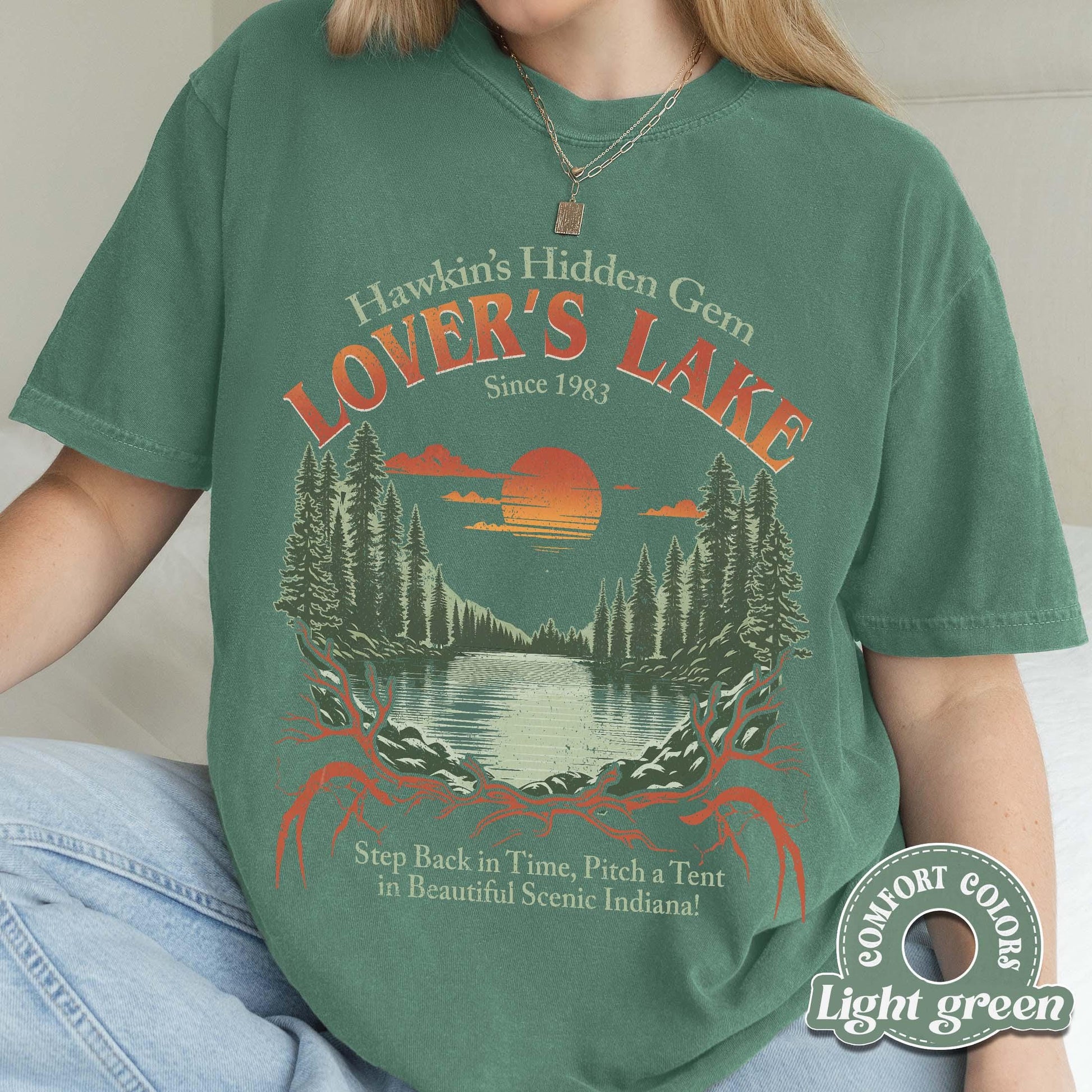 Retro Hawkins Sci-Fi Lover’s Lake Graphic T-Shirt - Vintage Alien Movie Style Tee