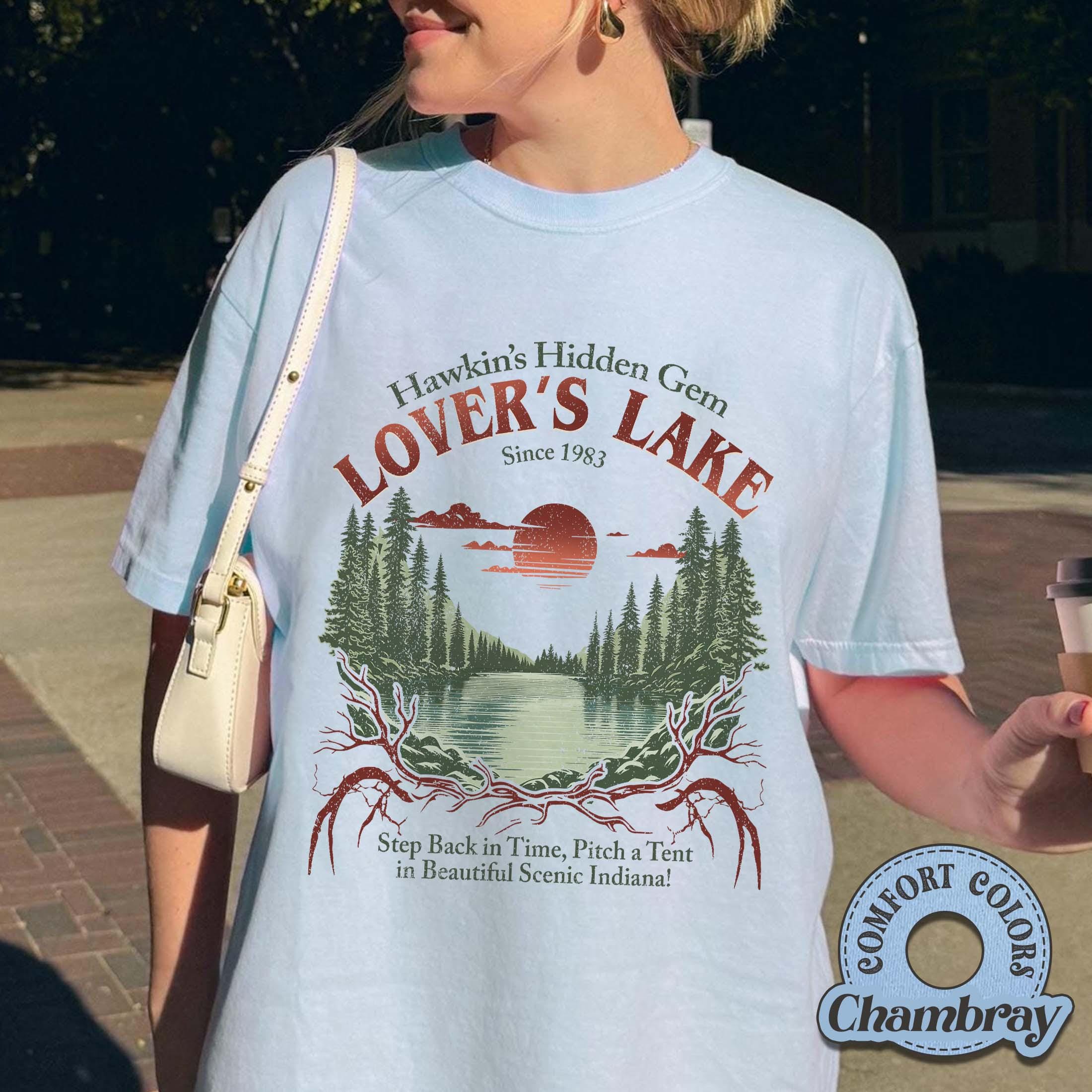 Retro Hawkins Sci-Fi Lover’s Lake Graphic T-Shirt - Vintage Alien Movie Style Tee