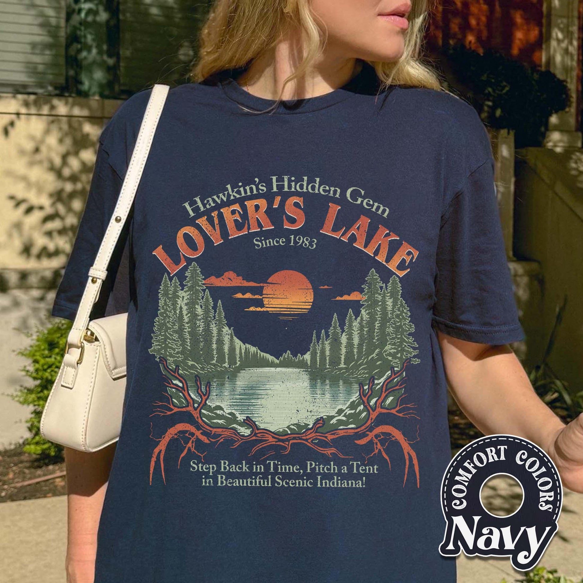 Retro Hawkins Sci-Fi Lover’s Lake Graphic T-Shirt - Vintage Alien Movie Style Tee
