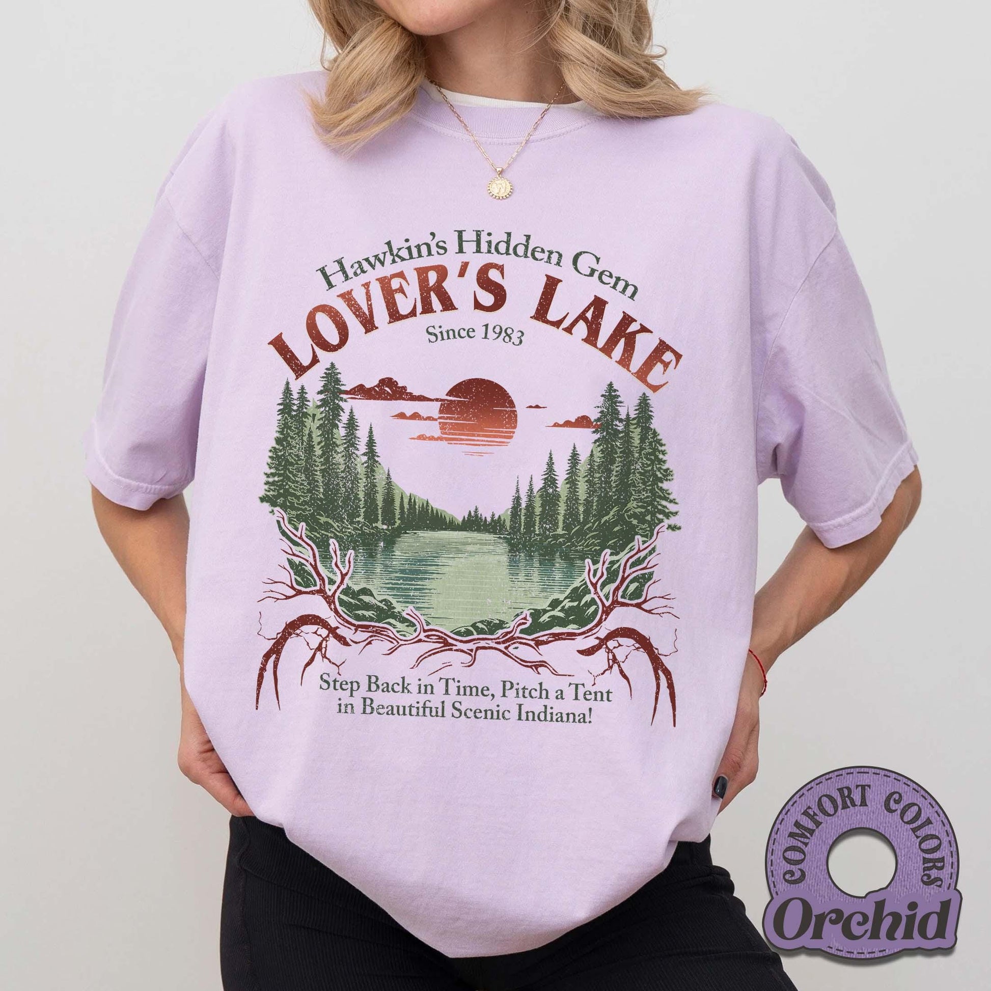 Retro Hawkins Sci-Fi Lover’s Lake Graphic T-Shirt - Vintage Alien Movie Style Tee