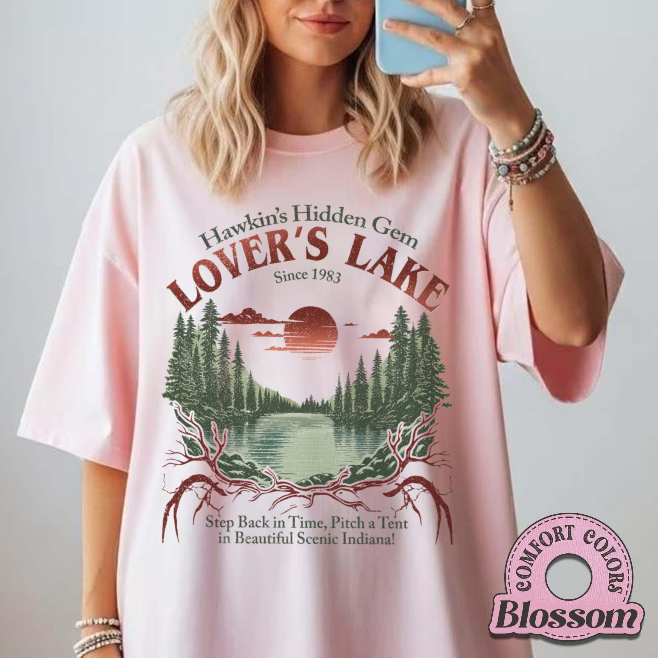 Retro Hawkins Sci-Fi Lover’s Lake Graphic T-Shirt - Vintage Alien Movie Style Tee