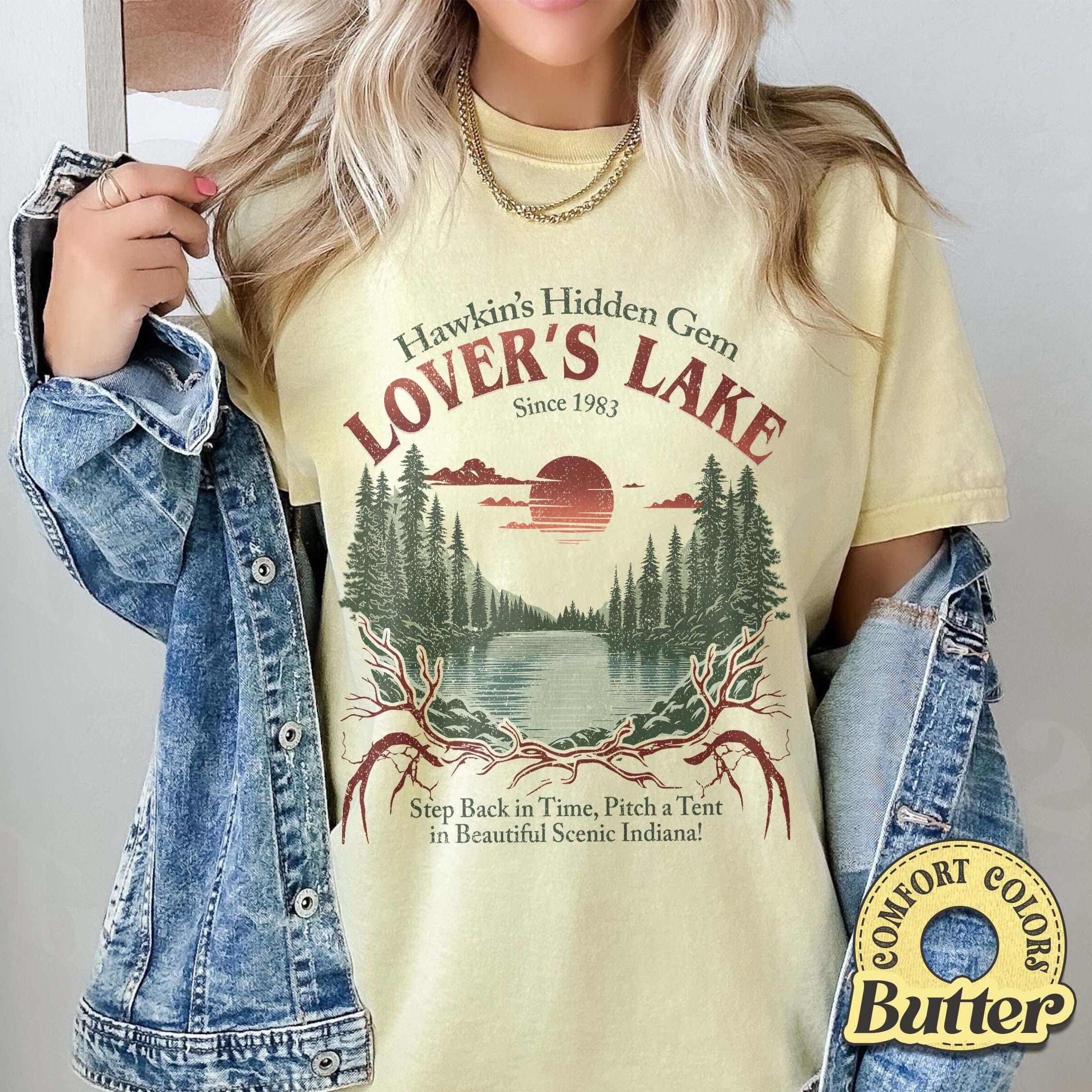Retro Hawkins Sci-Fi Lover’s Lake Graphic T-Shirt - Vintage Alien Movie Style Tee