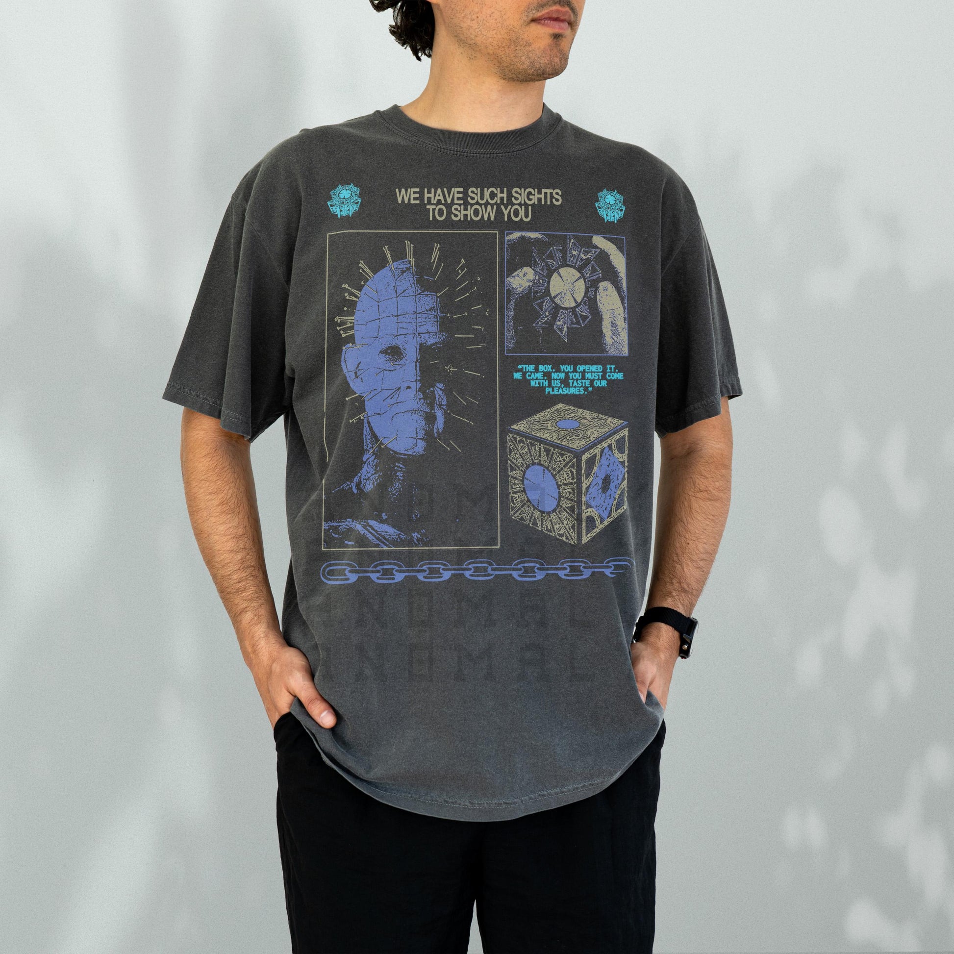 Retro Hell Horror Movie T-Shirt – 80s Pin-Head Inspired Graphic Tee