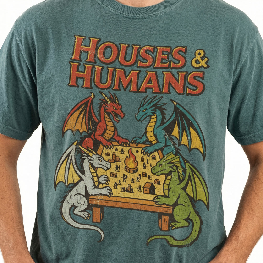 Retro Houses & Humans Funny RPG Sweatshirt – Vintage Tabletop Gamer Crewneck