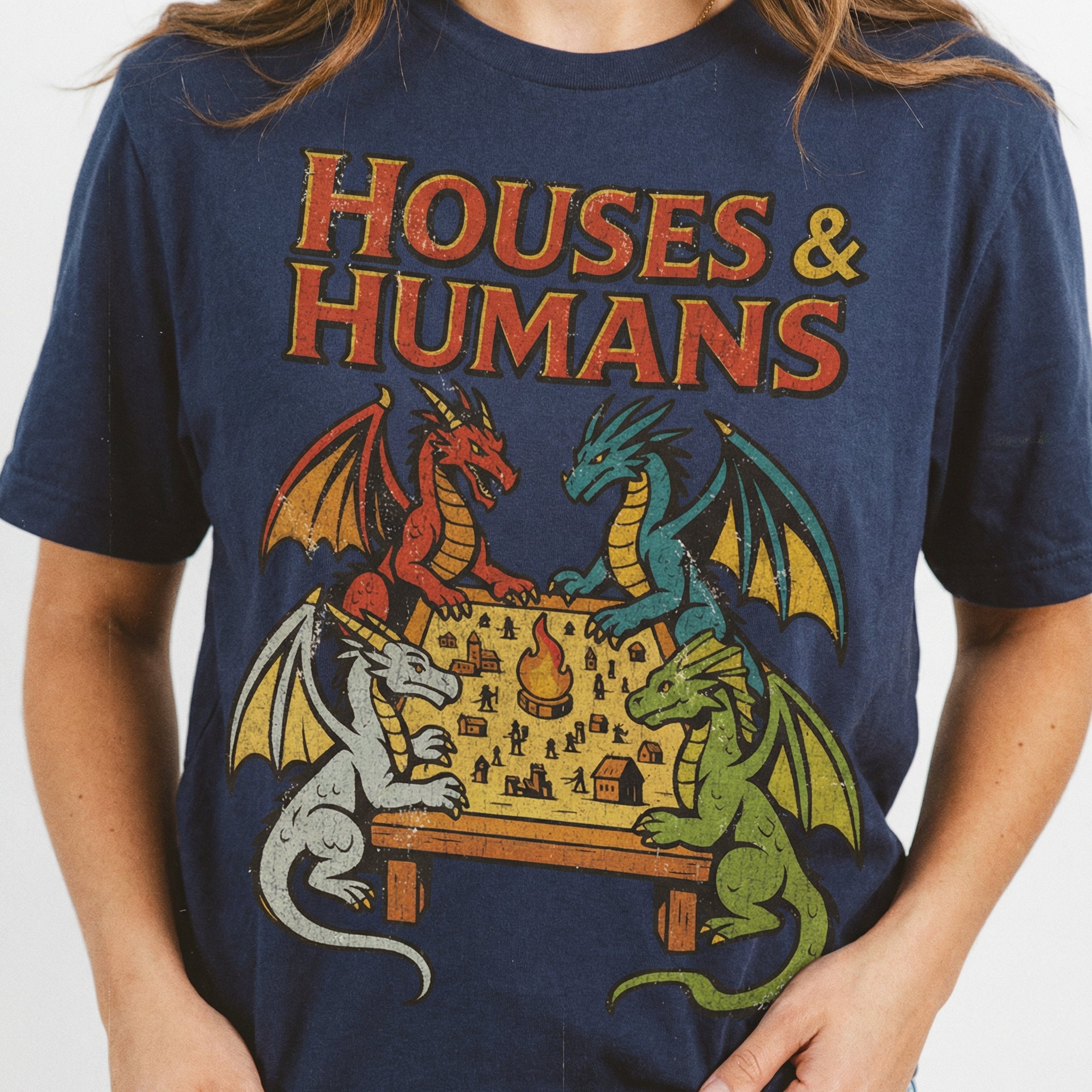 Retro Houses & Humans Funny RPG Sweatshirt – Vintage Tabletop Gamer Crewneck