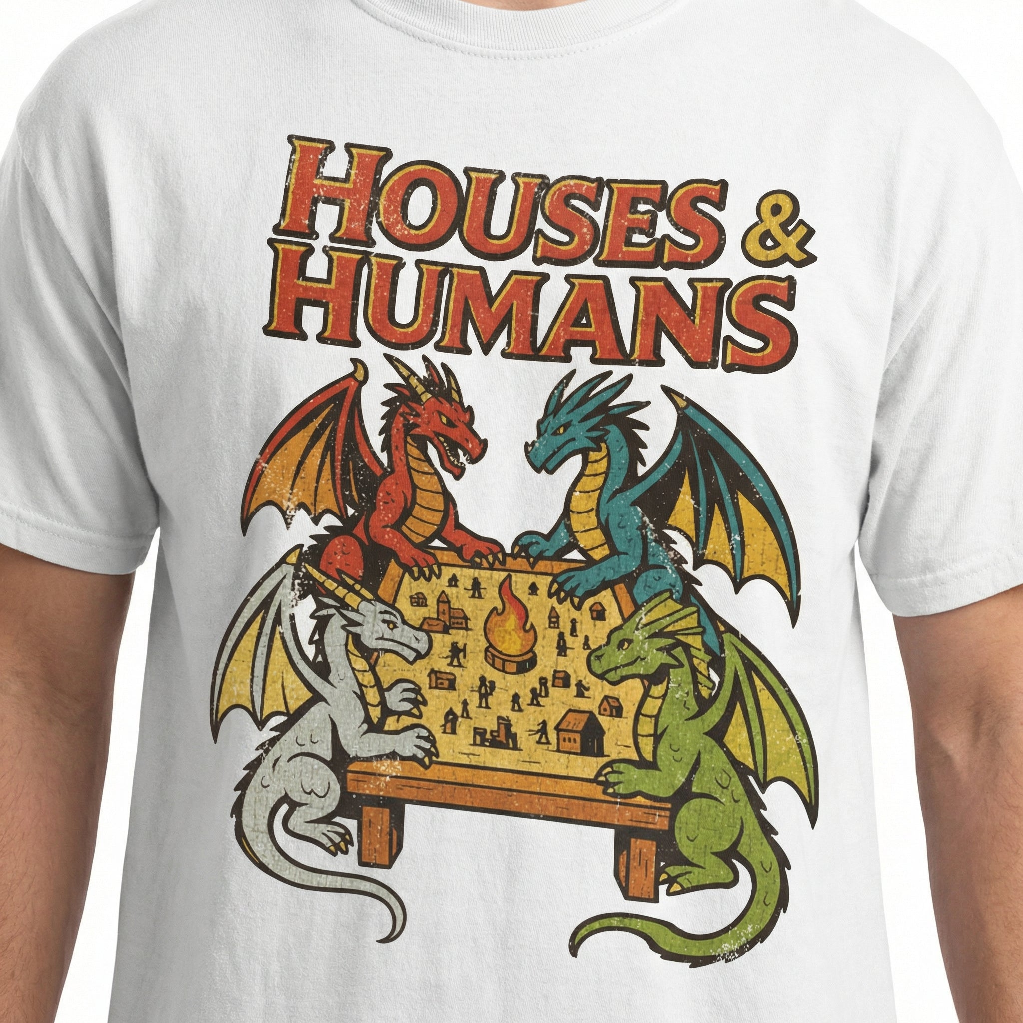 Retro Houses & Humans Funny RPG Sweatshirt – Vintage Tabletop Gamer Crewneck