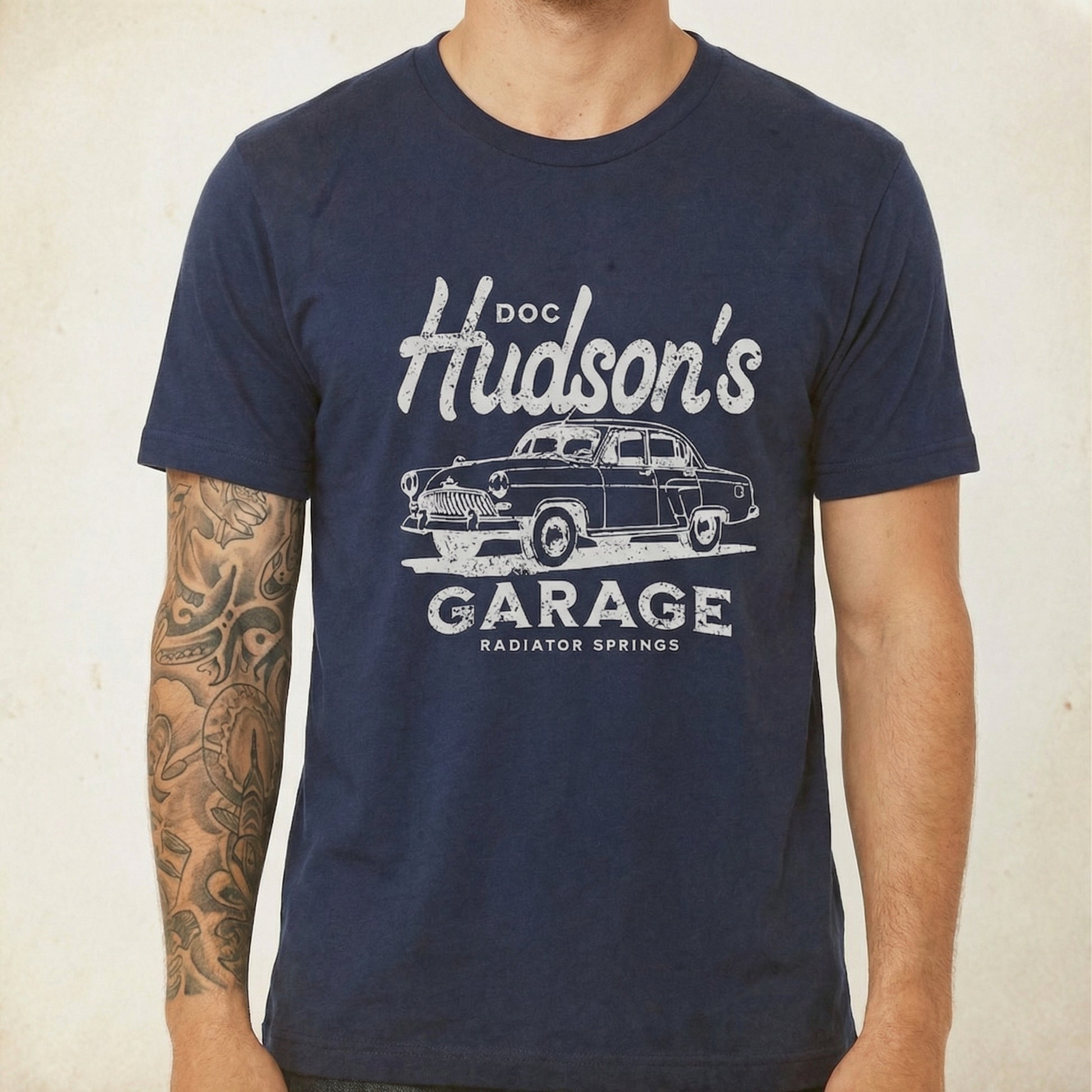 Retro Hudson Desert Auto Garage Graphic T-Shirt – Vintage Mechanic Shop Tee