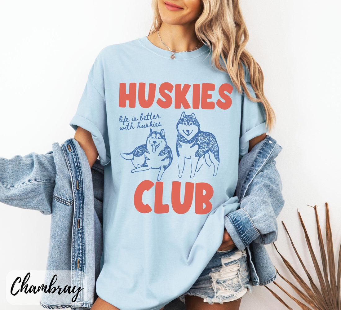 Retro Husky Club T-Shirt – Funny Husky Mom Dad Gift Tee