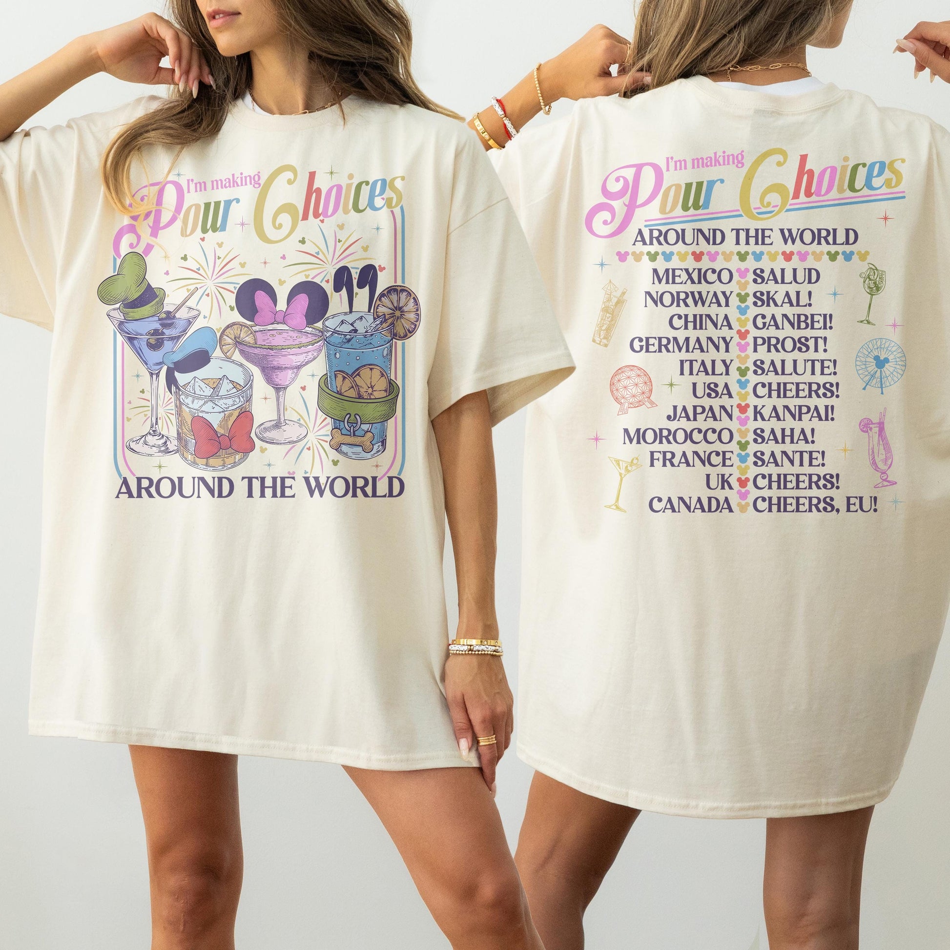 Retro I'm Making Pour Choices Around The World Shirt – Disney Epcot Drinking World Tour Tee