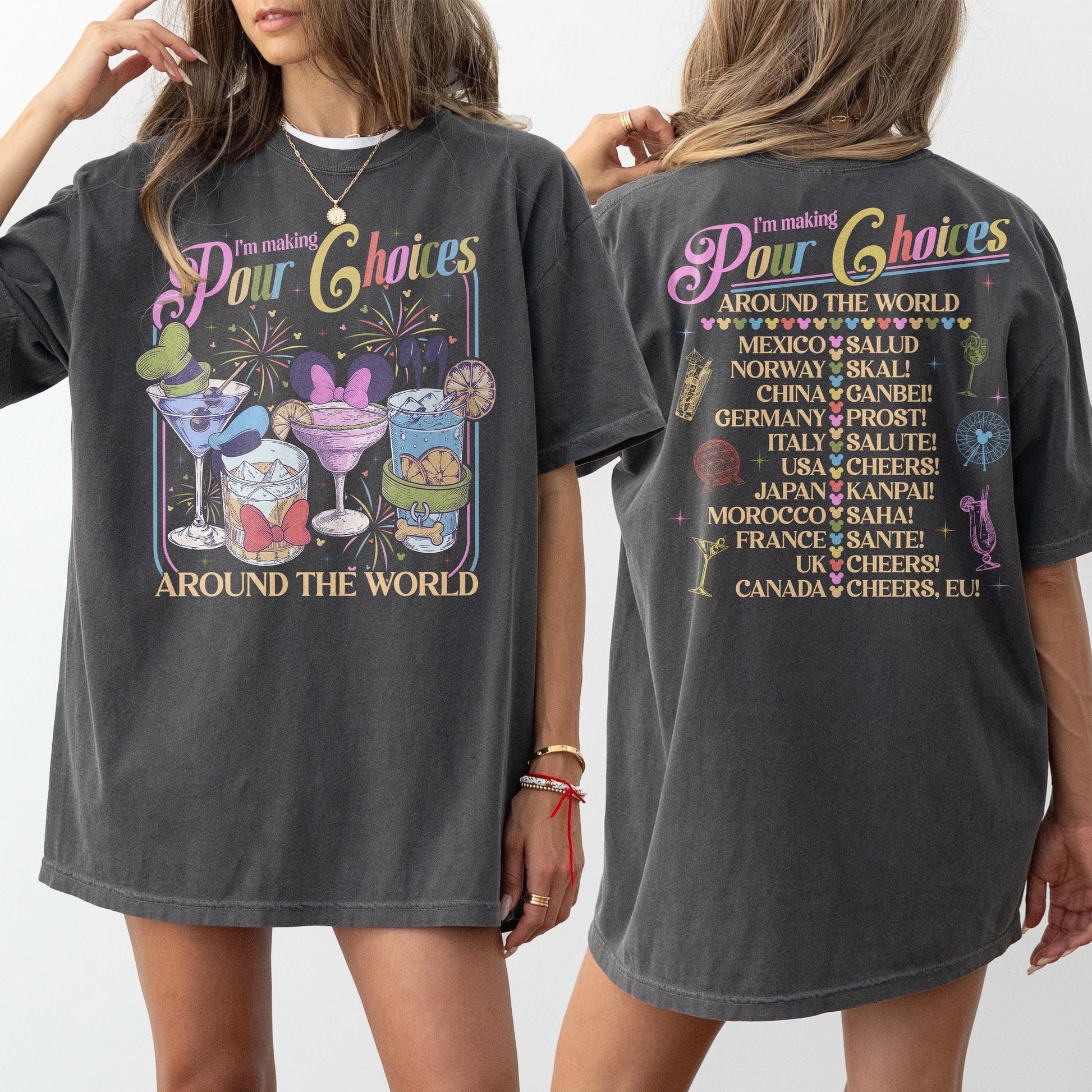 Retro I'm Making Pour Choices Around The World Shirt – Disney Epcot Drinking World Tour Tee