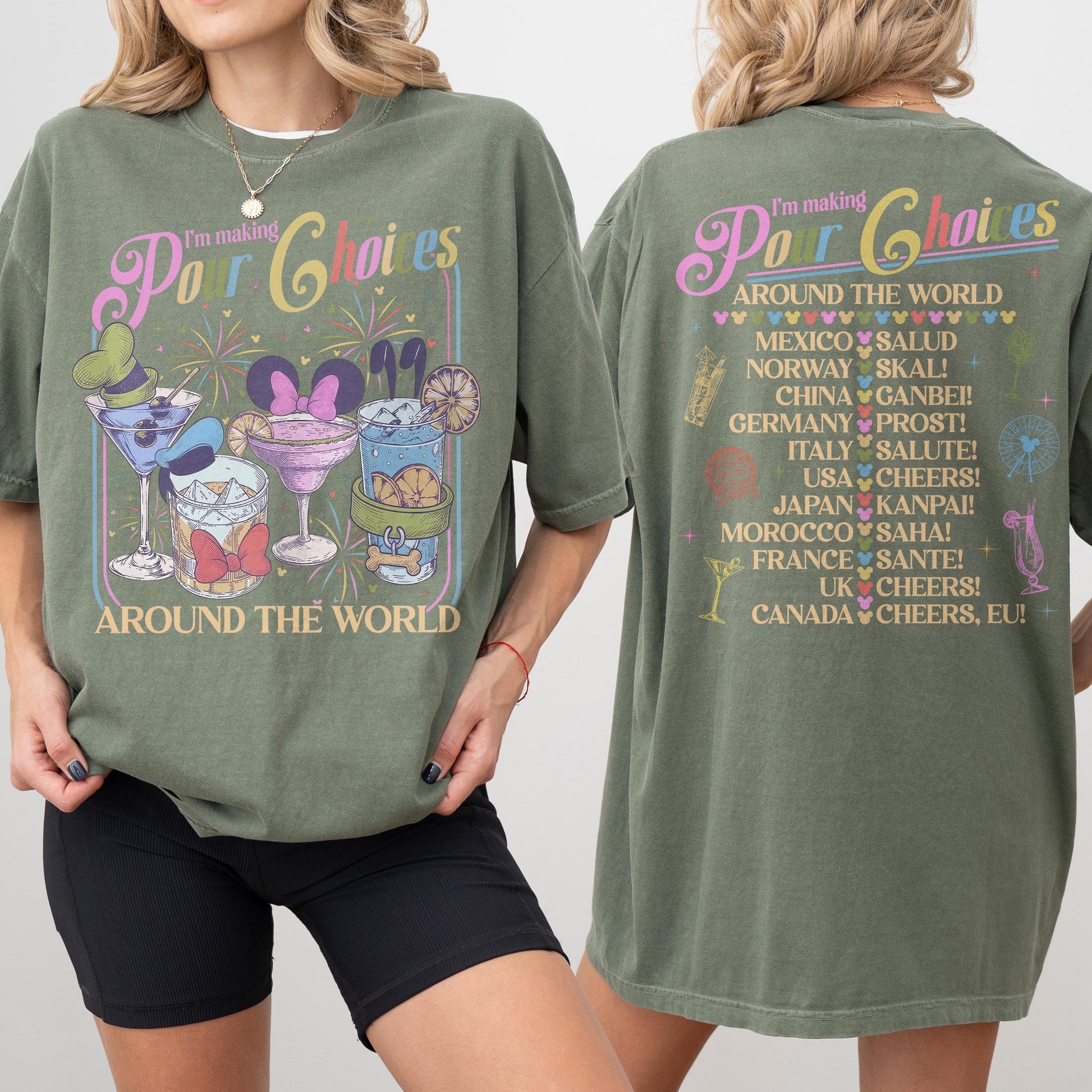 Retro I'm Making Pour Choices Around The World Shirt – Disney Epcot Drinking World Tour Tee