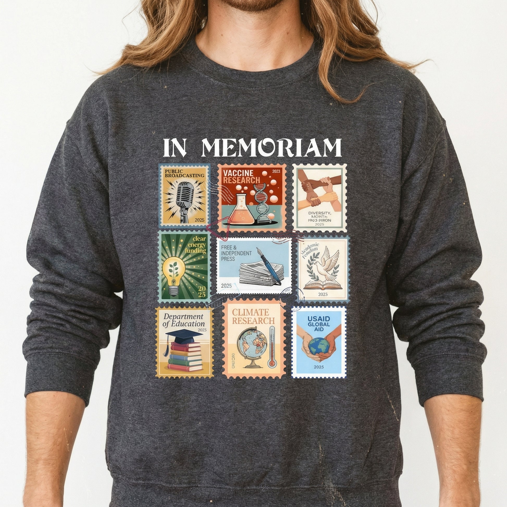 Retro In Memoriam Graphic Sweatshirt – Pro Democracy Anti-Fascism Message