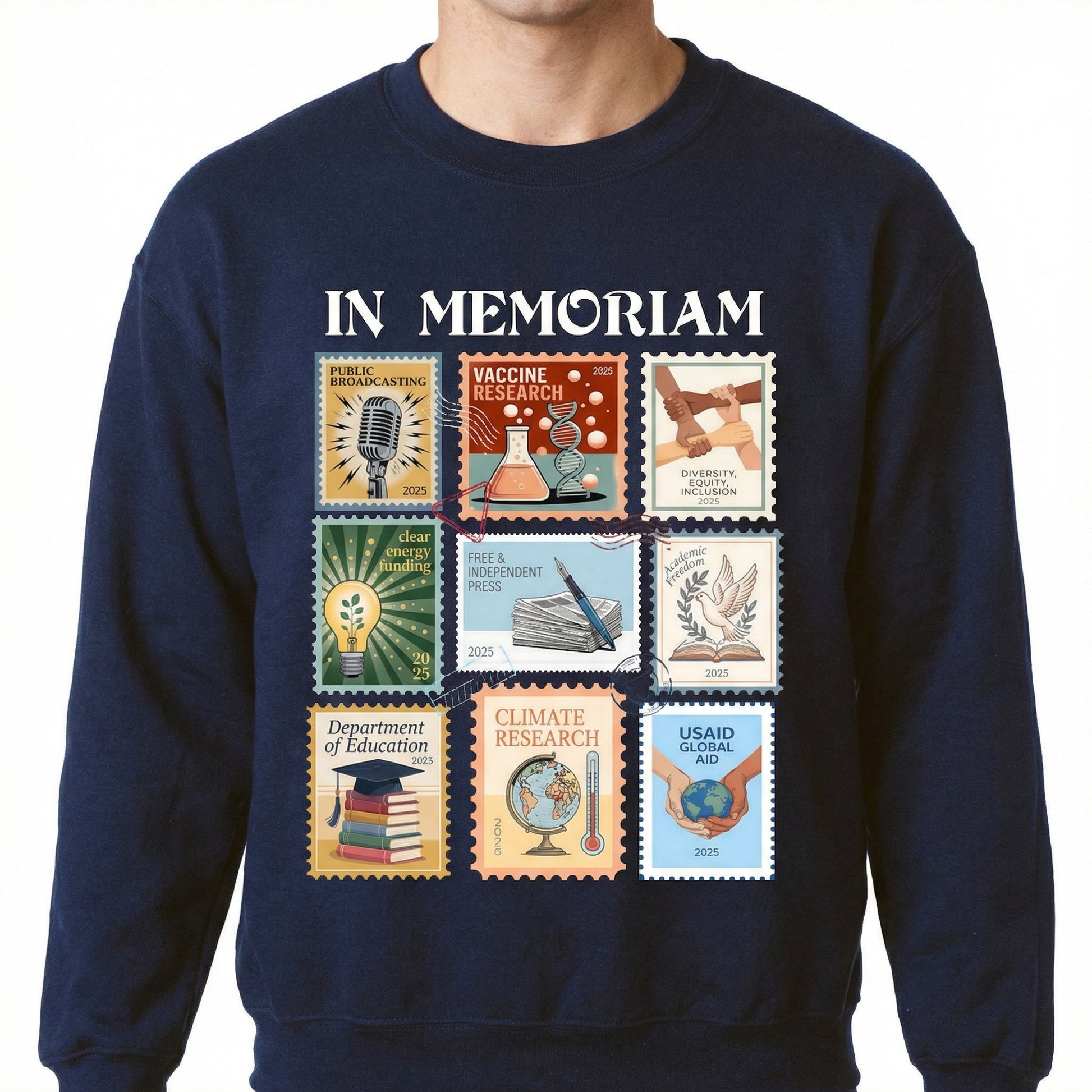 Retro In Memoriam Graphic Sweatshirt – Pro Democracy Anti-Fascism Message