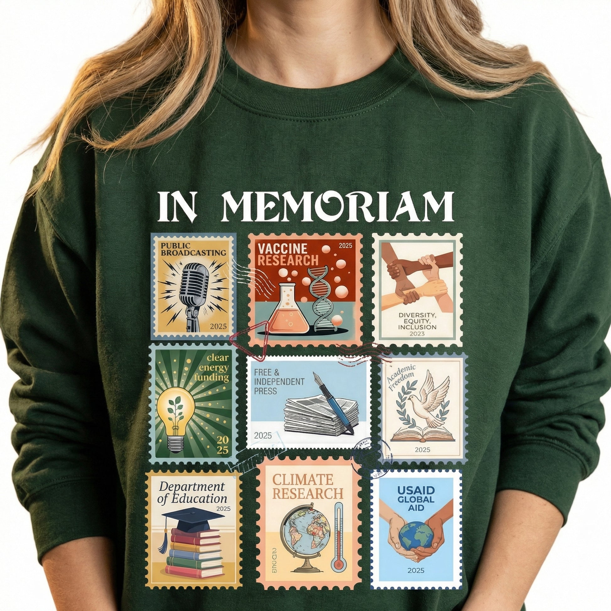 Retro In Memoriam Graphic Sweatshirt – Pro Democracy Anti-Fascism Message