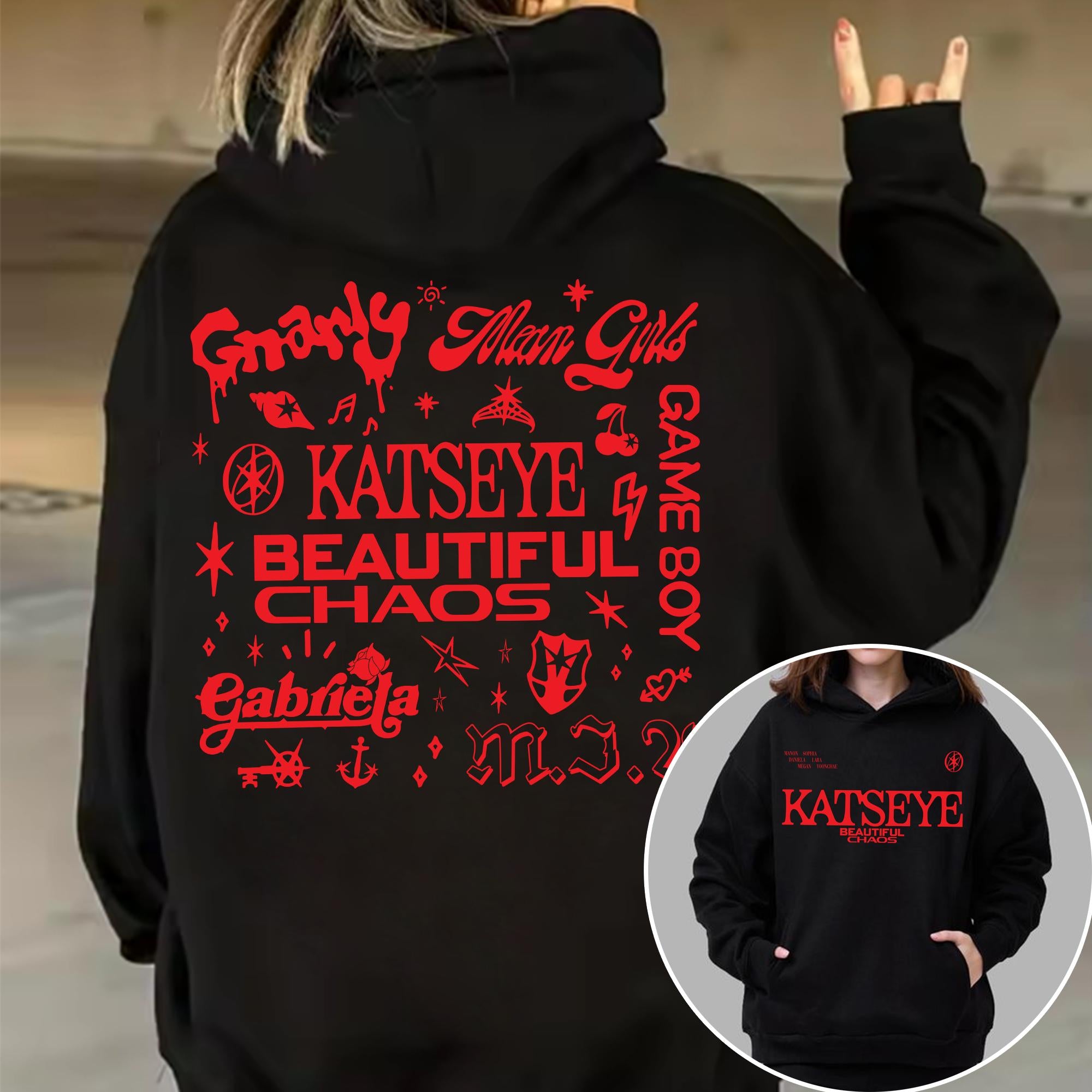 Retro Katseye Beautiful Chaos Tracklist Hoodie – K-Pop Inspired Shirt & Tee