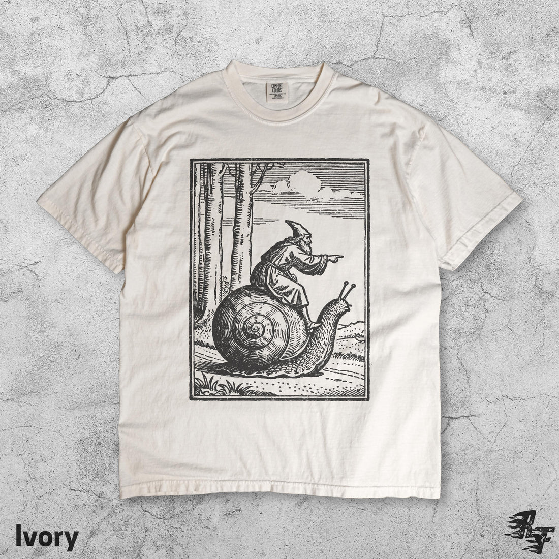 Retro Medieval Snail Rider Graphic T-Shirt - Vintage Fantasy Humor Tee