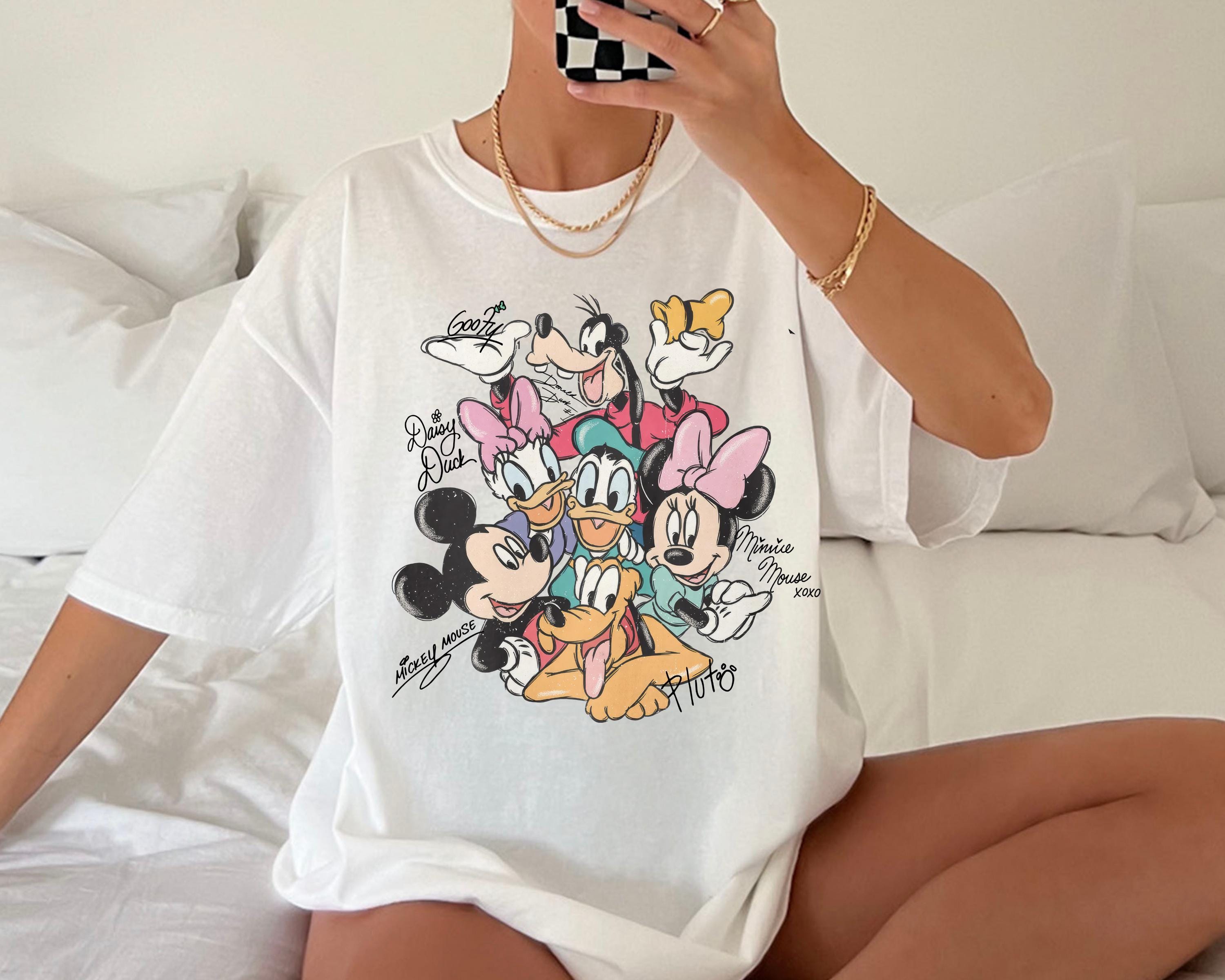 Retro Mouse and Friends Signatures Shirt – Magical Character Tee – Cute Mouse Head Top – Fan Gift