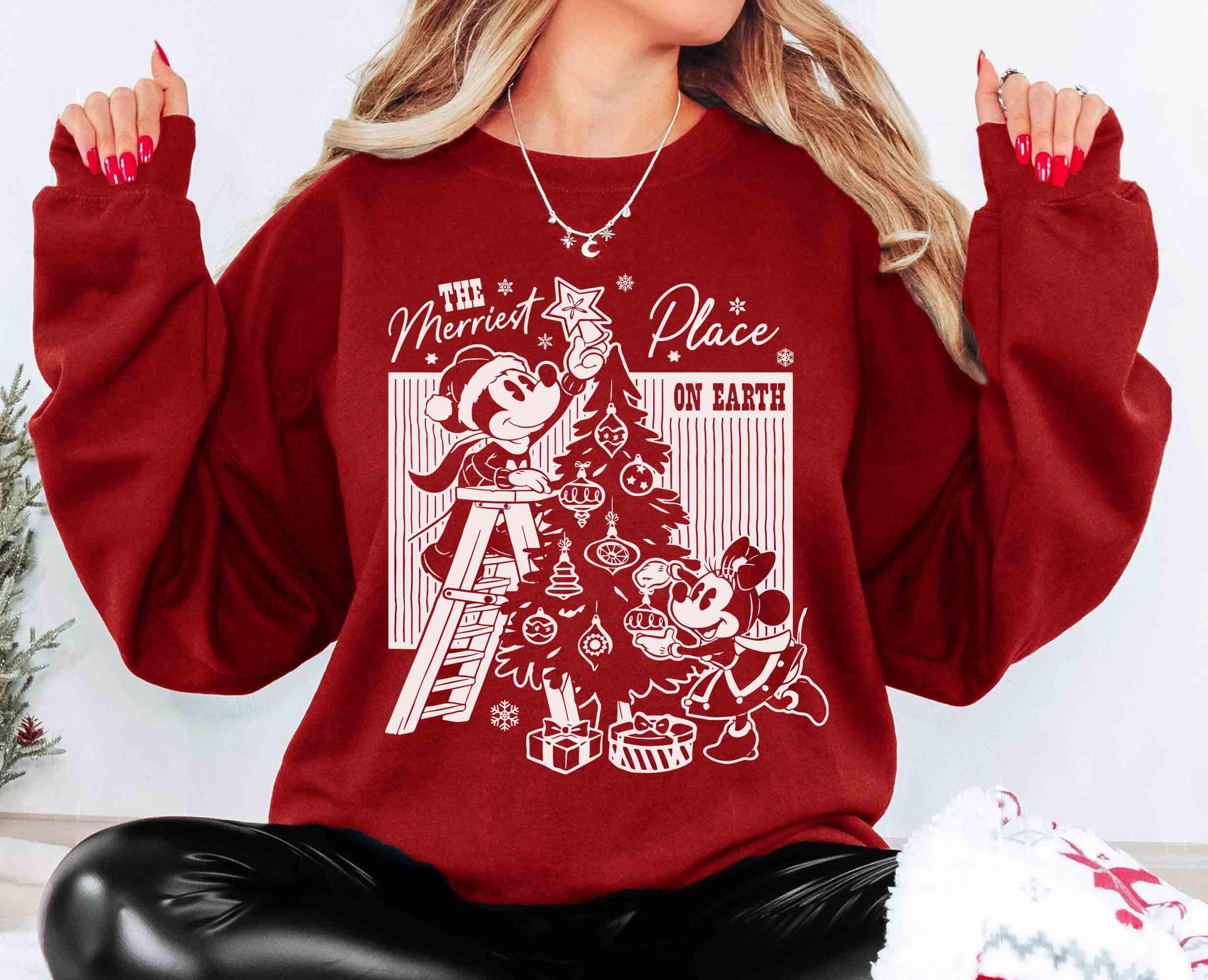 Retro Merry Place Christmas T-Shirt – Vintage Mouse Couple Holiday Graphic Tee