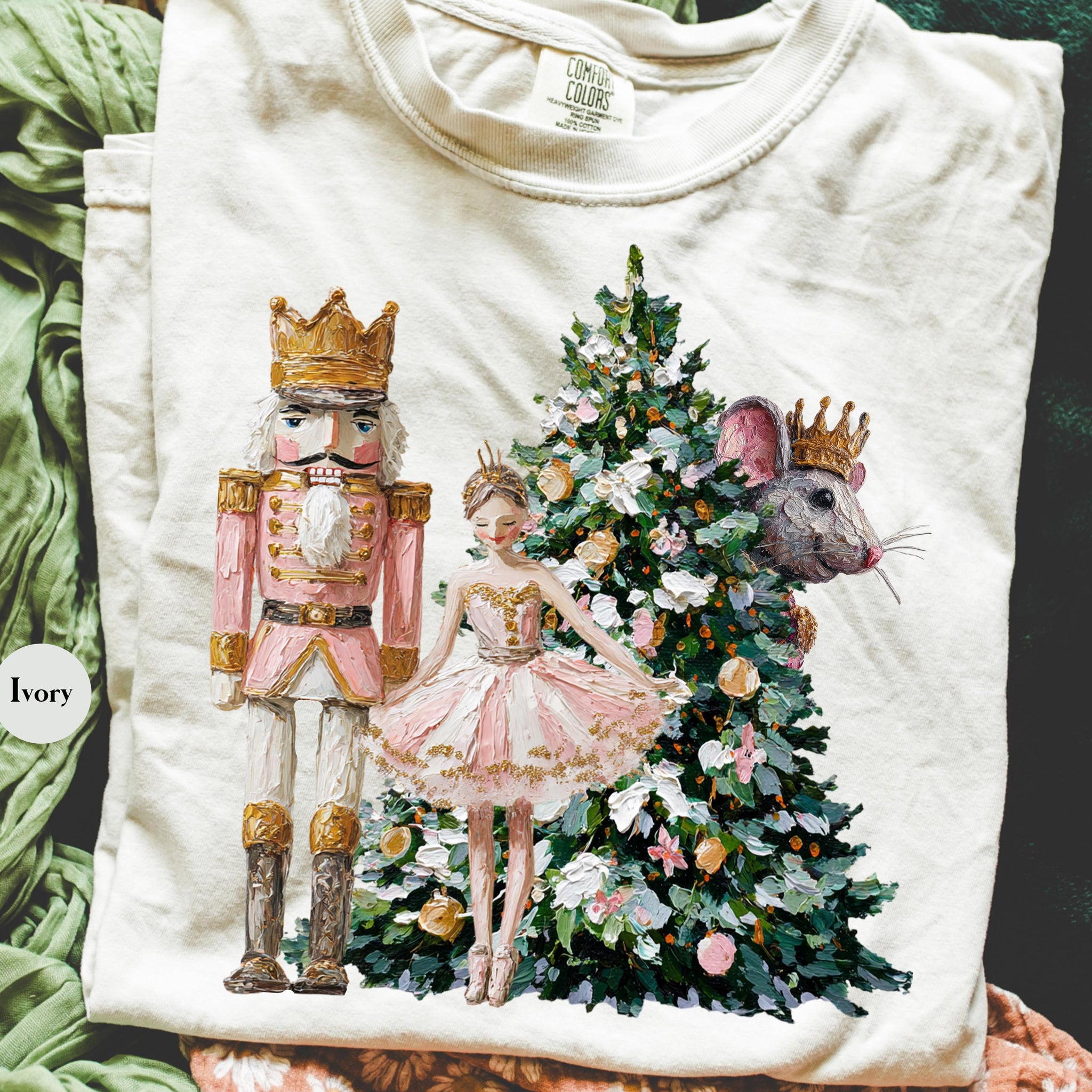 Retro Nutcracker Scene Christmas Shirt – Vintage Painted Nutcracker Tee, Y2K Holiday Matching Family Shirt