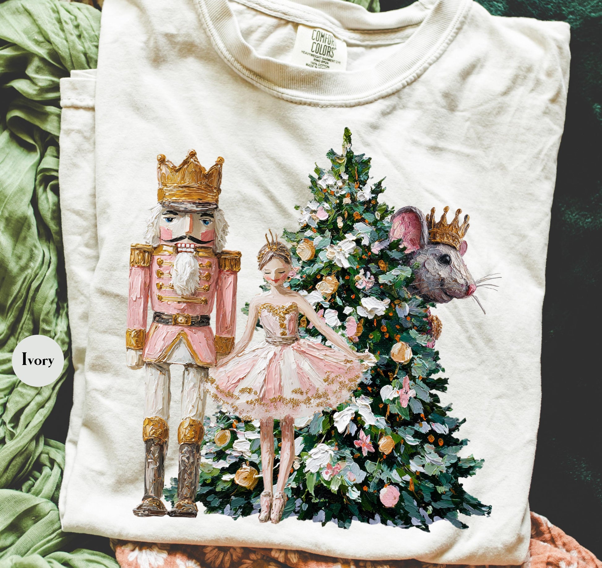 Retro Nutcracker Scene Christmas Shirt – Vintage Painted Nutcracker Tee, Y2K Holiday Matching Family Shirt