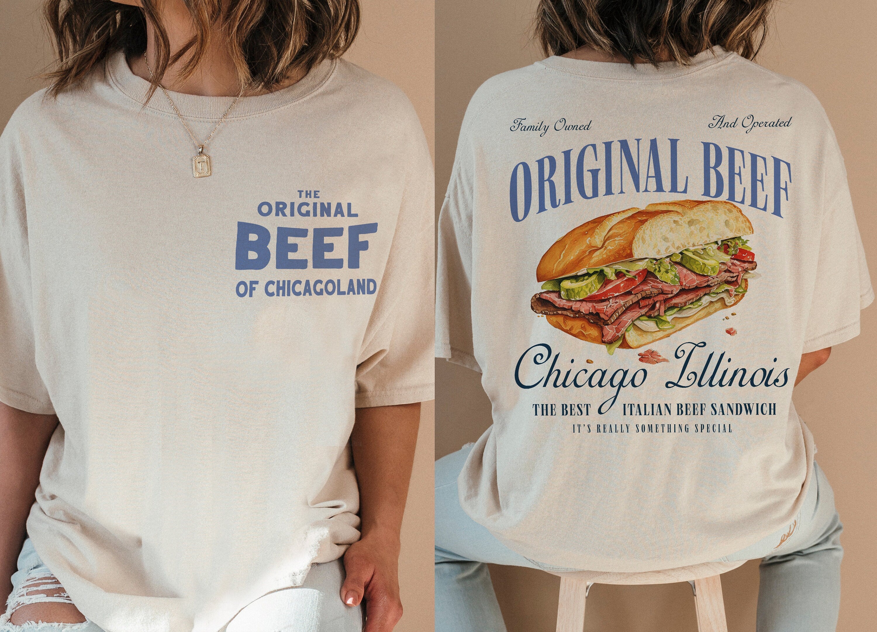 Retro Original Beef Graphic Tee – Vintage Chicagoland Restaurant Sandwich T-Shirt