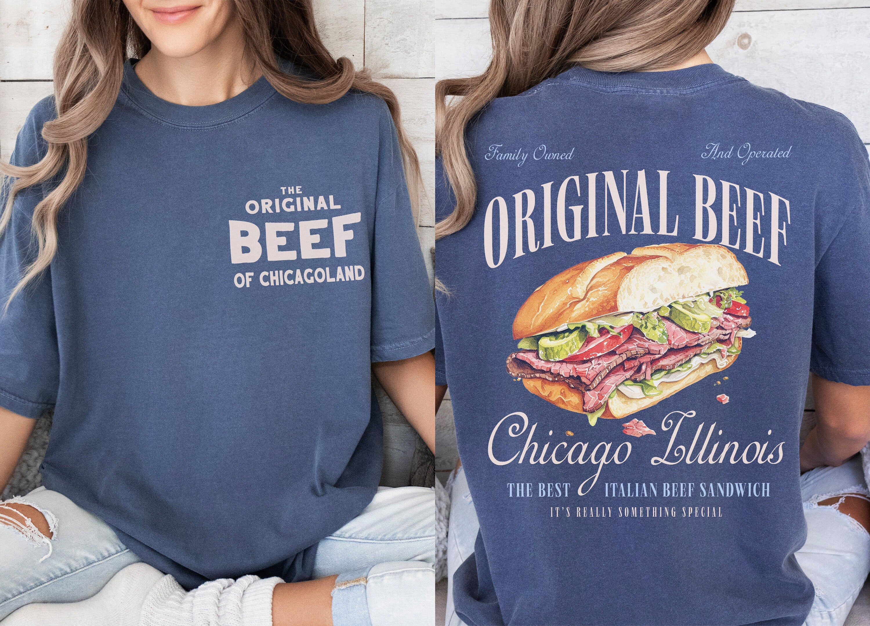 Retro Original Beef Graphic Tee – Vintage Chicagoland Restaurant Sandwich T-Shirt