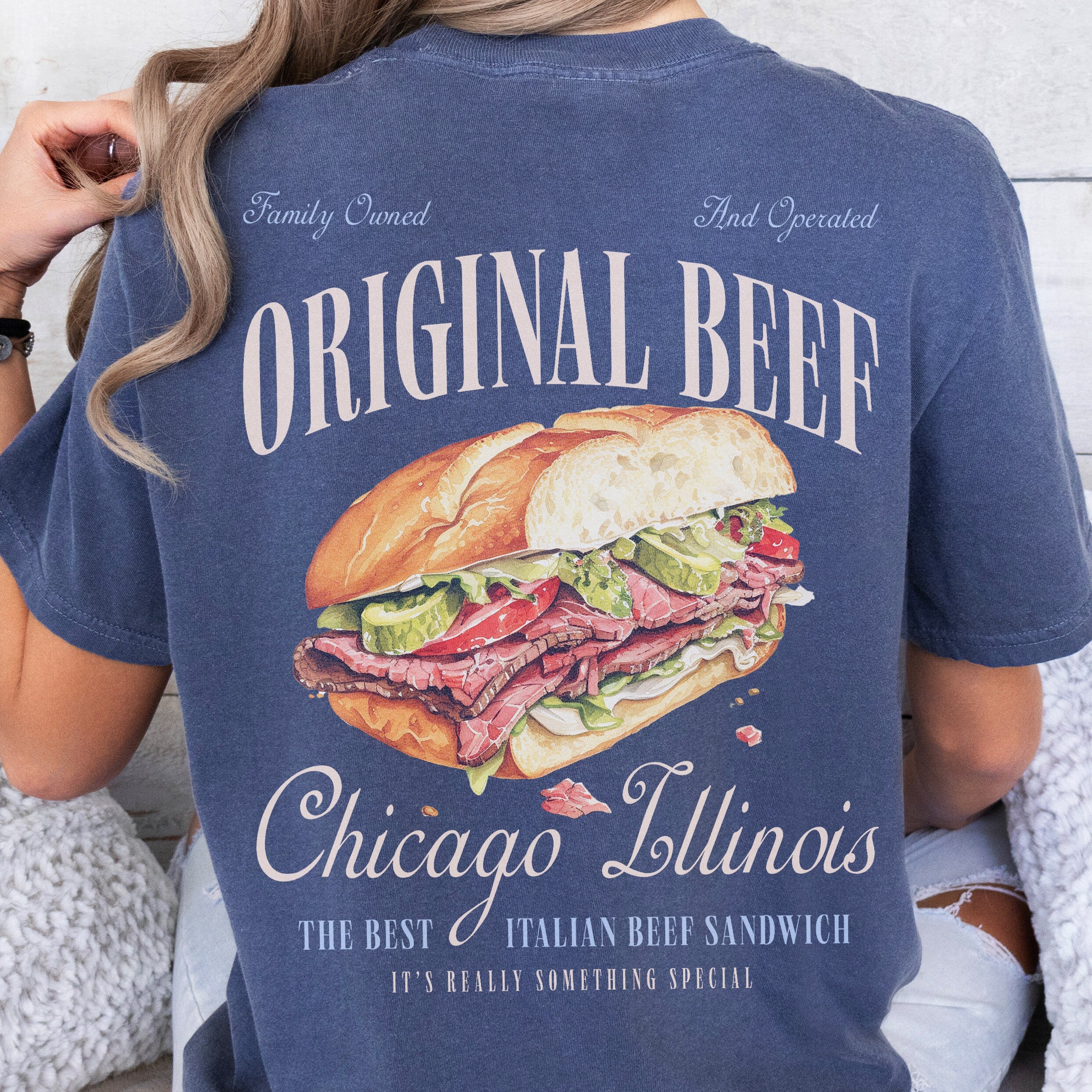 Retro Original Beef Graphic Tee – Vintage Chicagoland Restaurant Sandwich T-Shirt