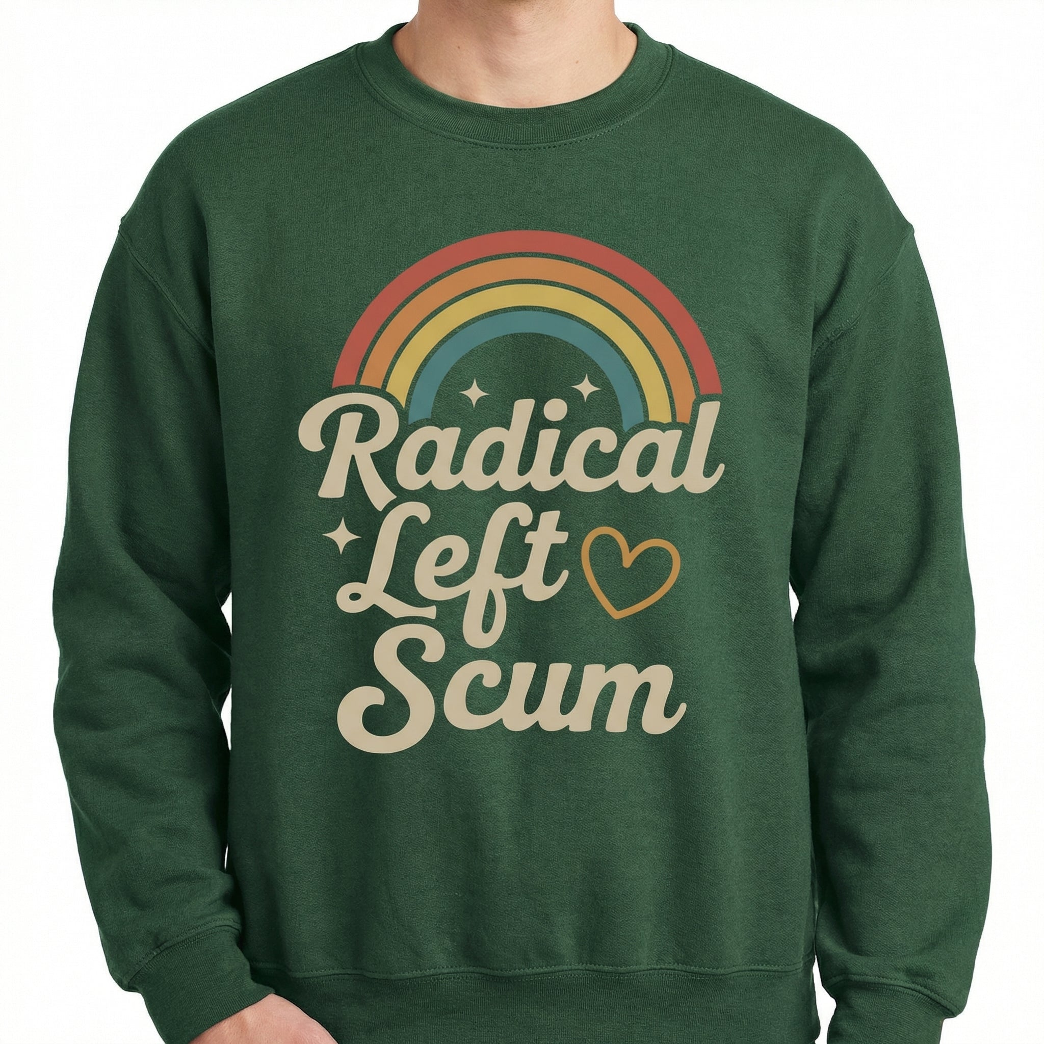 Retro Radical Left Scum Graphic T-Shirt - Leftist Rainbow Statement Tee