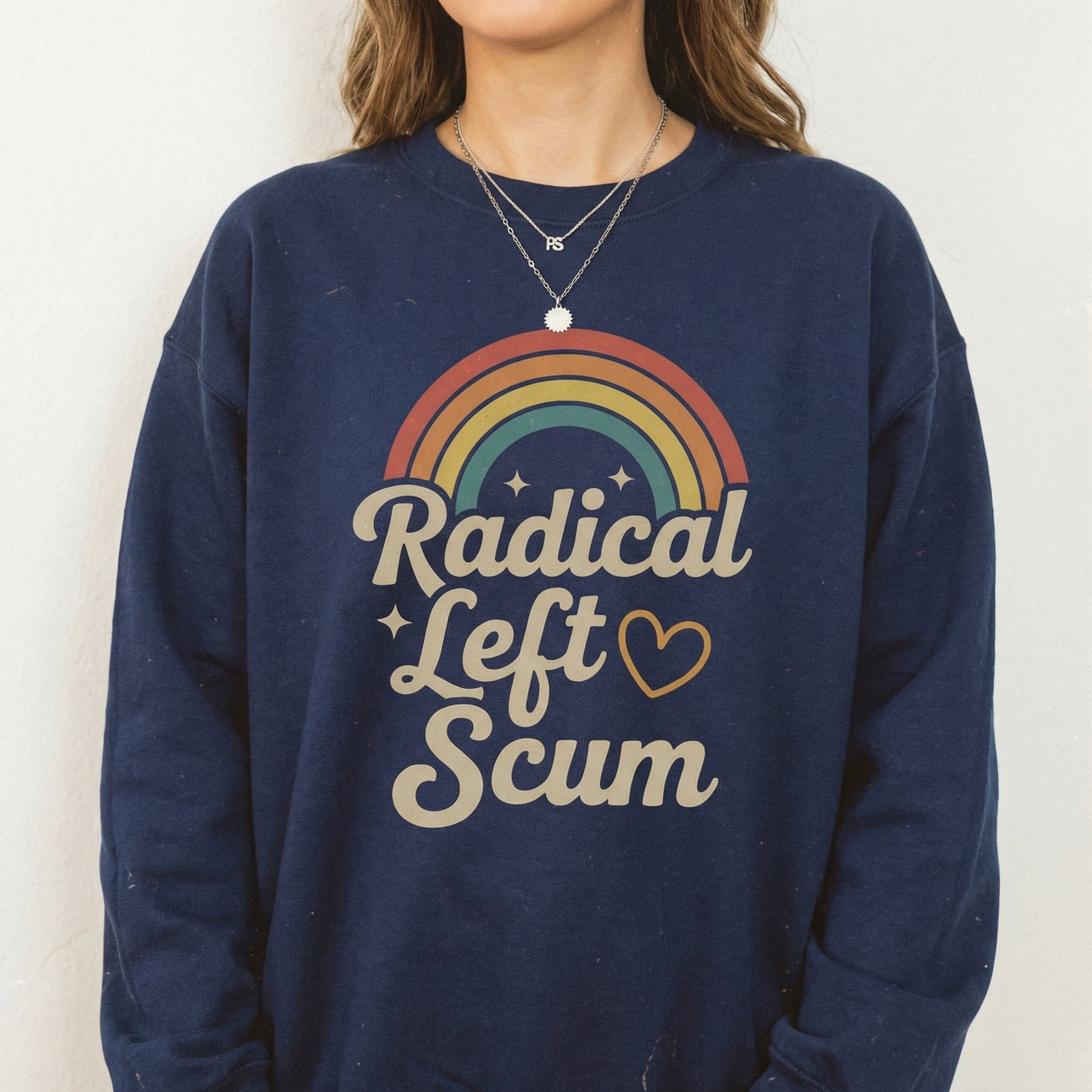 Retro Radical Left Scum Graphic T-Shirt - Leftist Rainbow Statement Tee