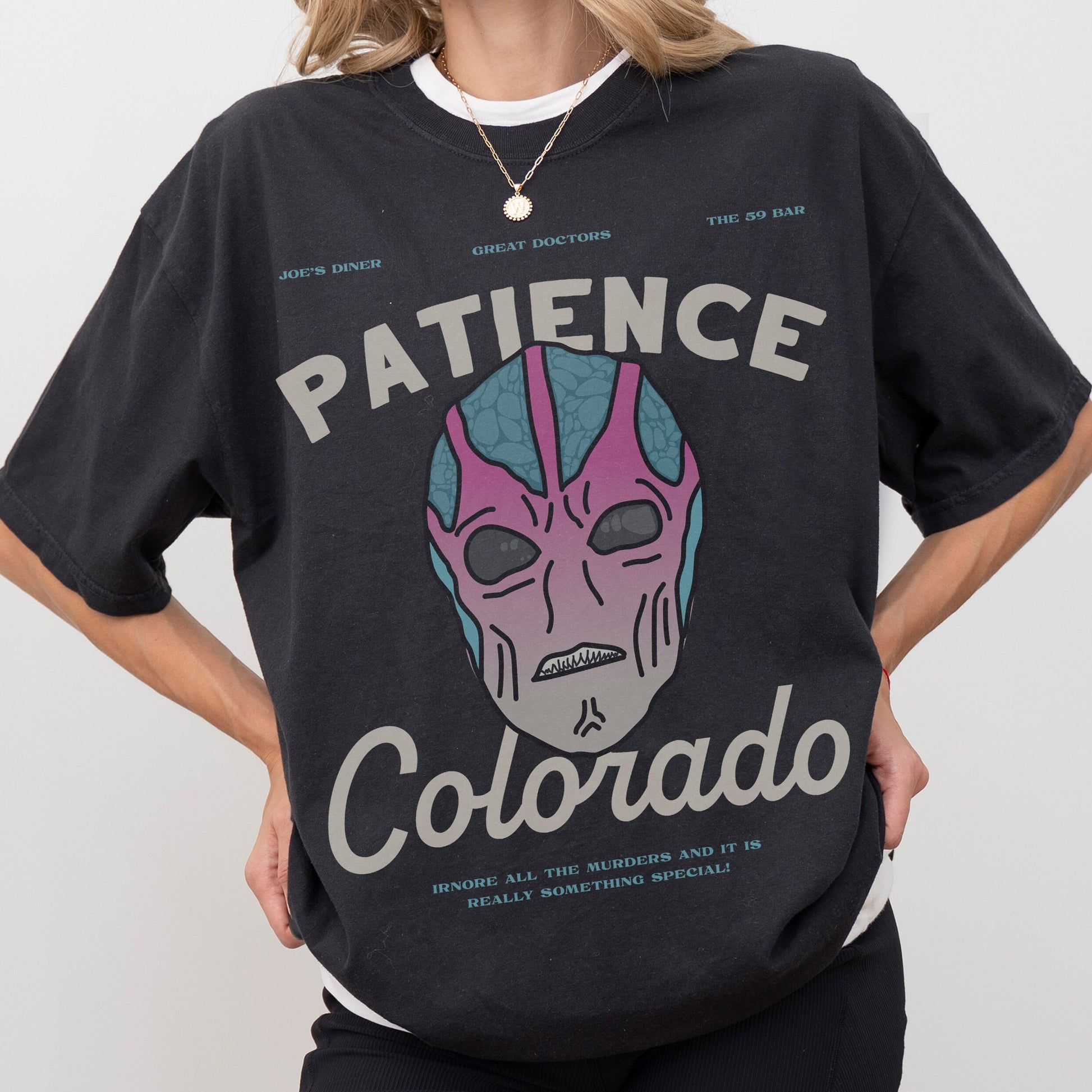 Retro Patience Colorado T-Shirt – Resident Alien Sci-Fi TV Show Graphic Tee