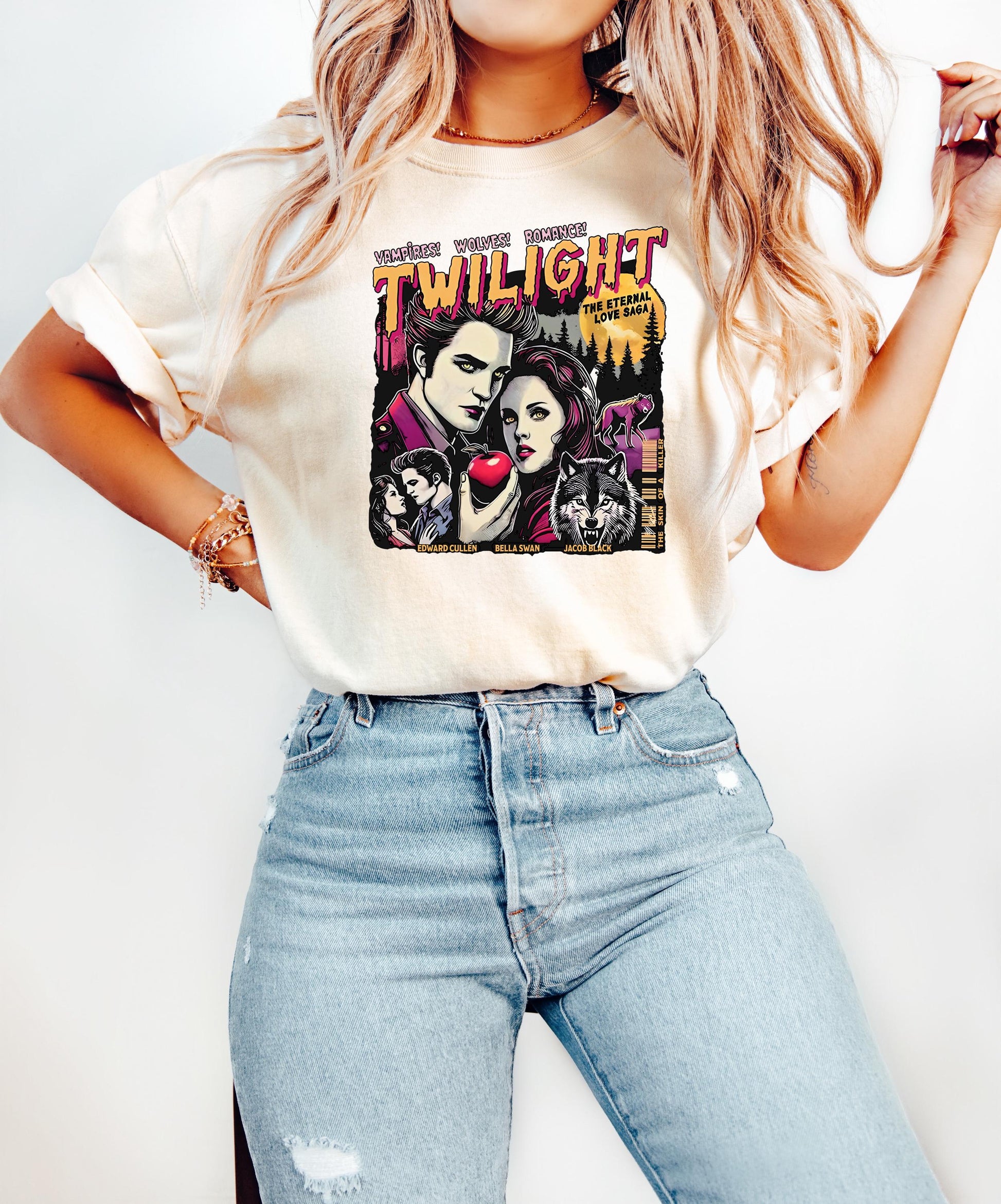 Retro Vintage Twilight-Inspired Shirt – Vampire & Wolf Romance Fan Tee