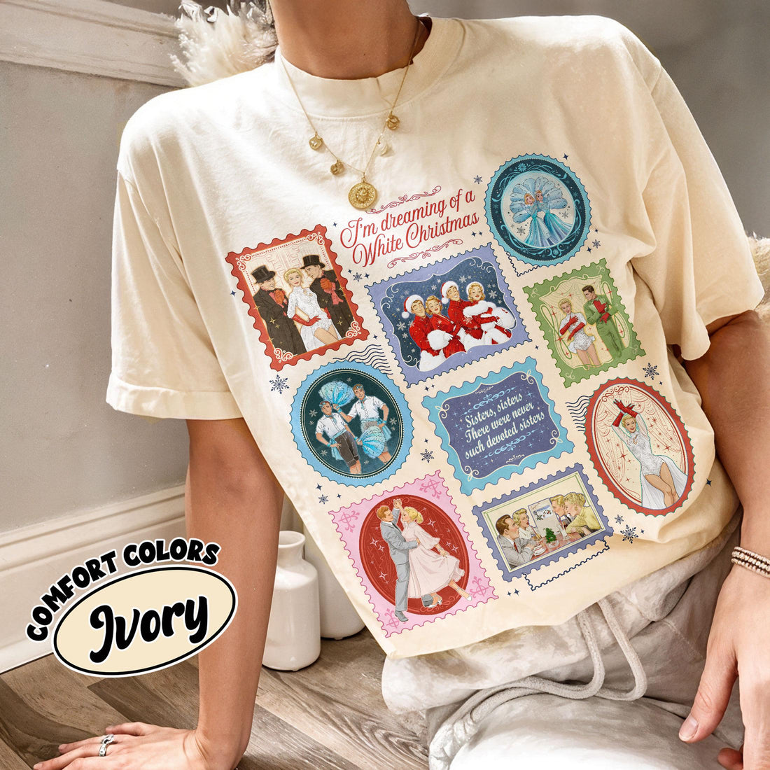 Retro Christmas Movie Stamps Shirt – Holiday Haynes Sisters Inspired Tee