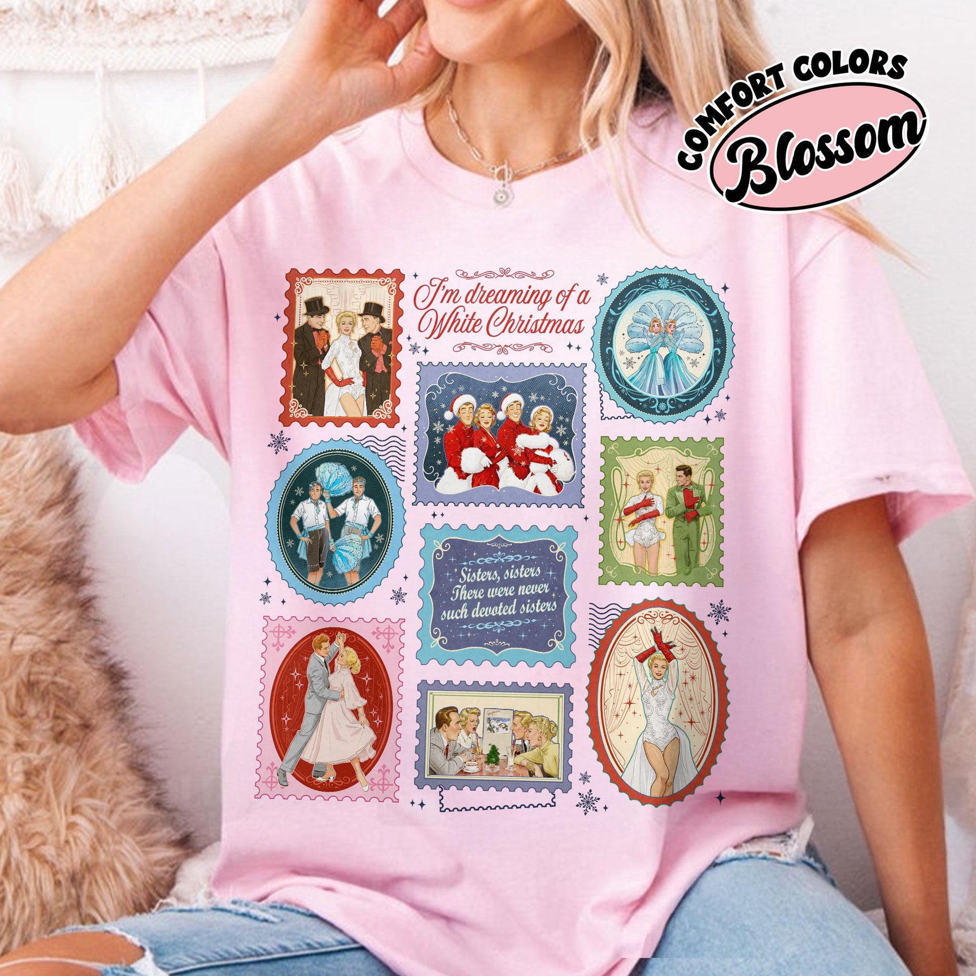 Retro Christmas Movie Stamps Shirt – Holiday Haynes Sisters Inspired Tee