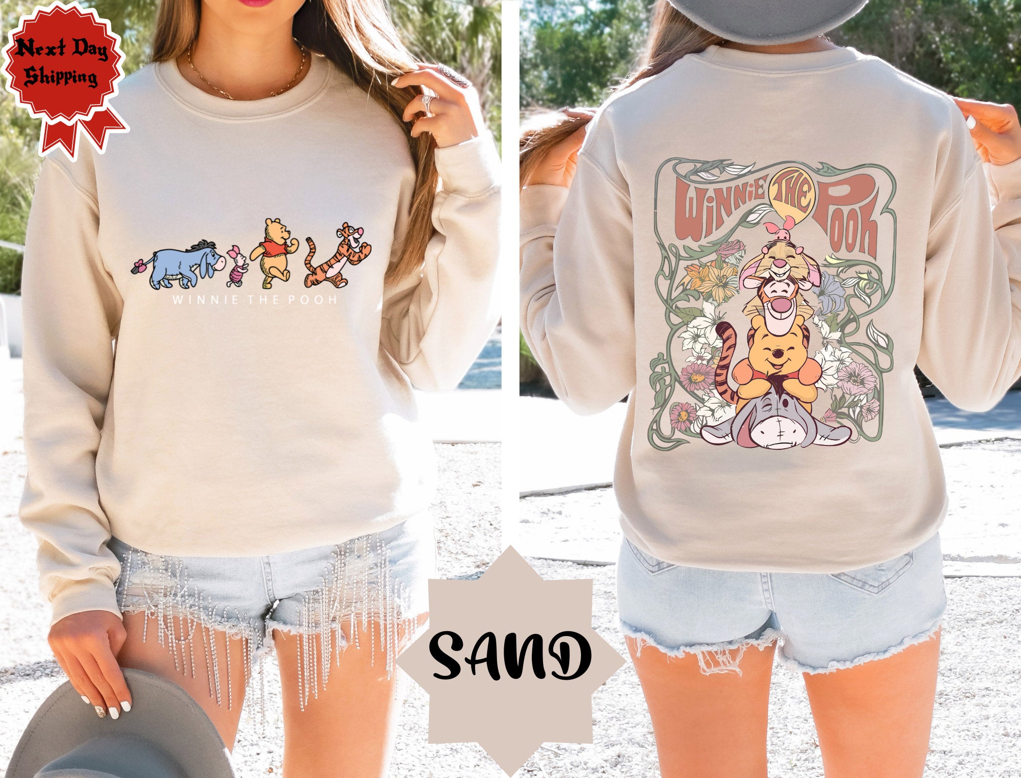 Retro Cartoon Bear Friends Graphic Sweatshirt - Cozy Vintage Style Top