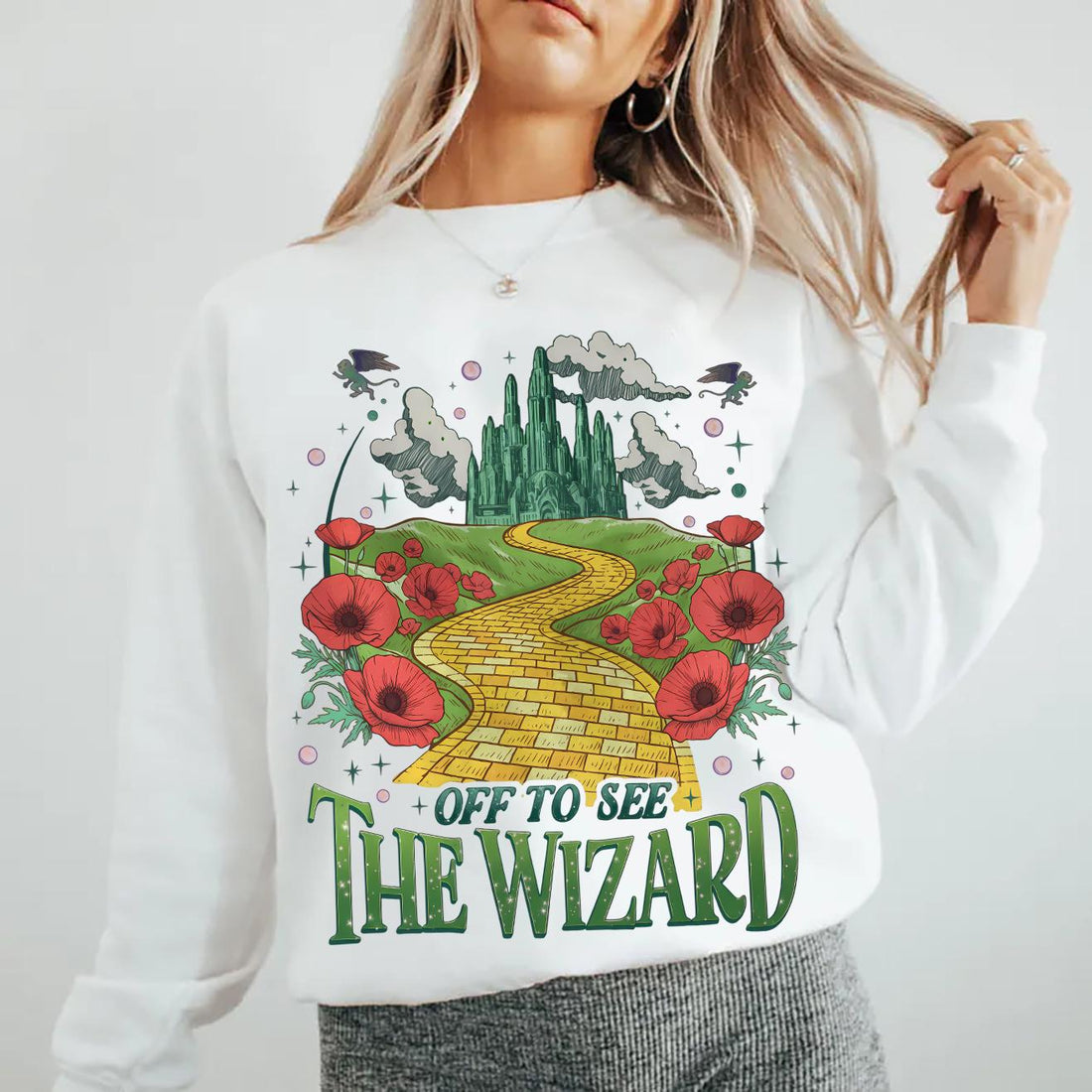 Retro Yellow Brick Road Sweatshirt – Wizard Emerald City Shirt, Vintage Fairy Tale Tee, Magical Witch Gift